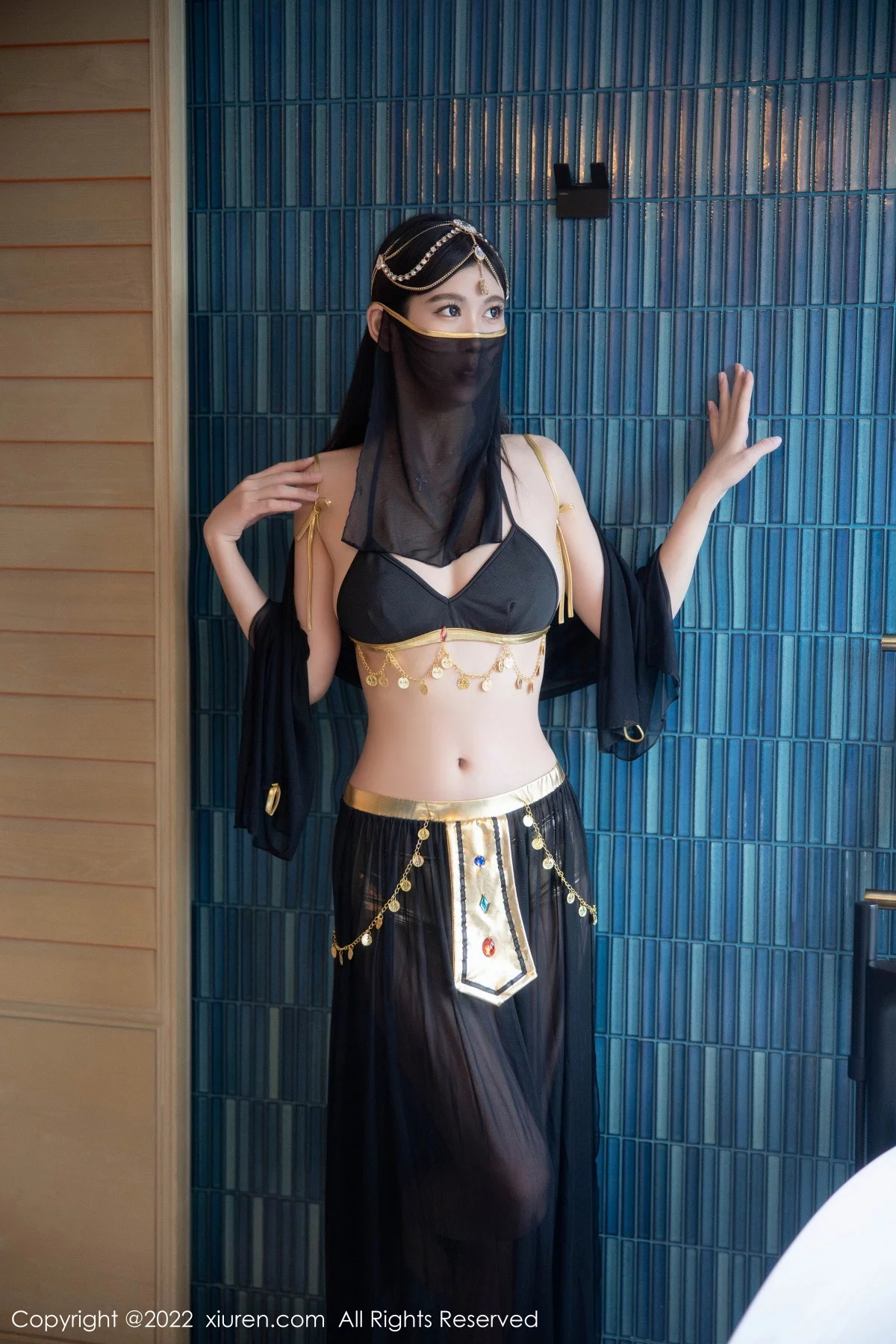 [[XiuRen秀人网]秀人网]No.5849_模特李雅柔西域风情主题黑色薄纱遮面露性感内衣迷人诱惑写真65P