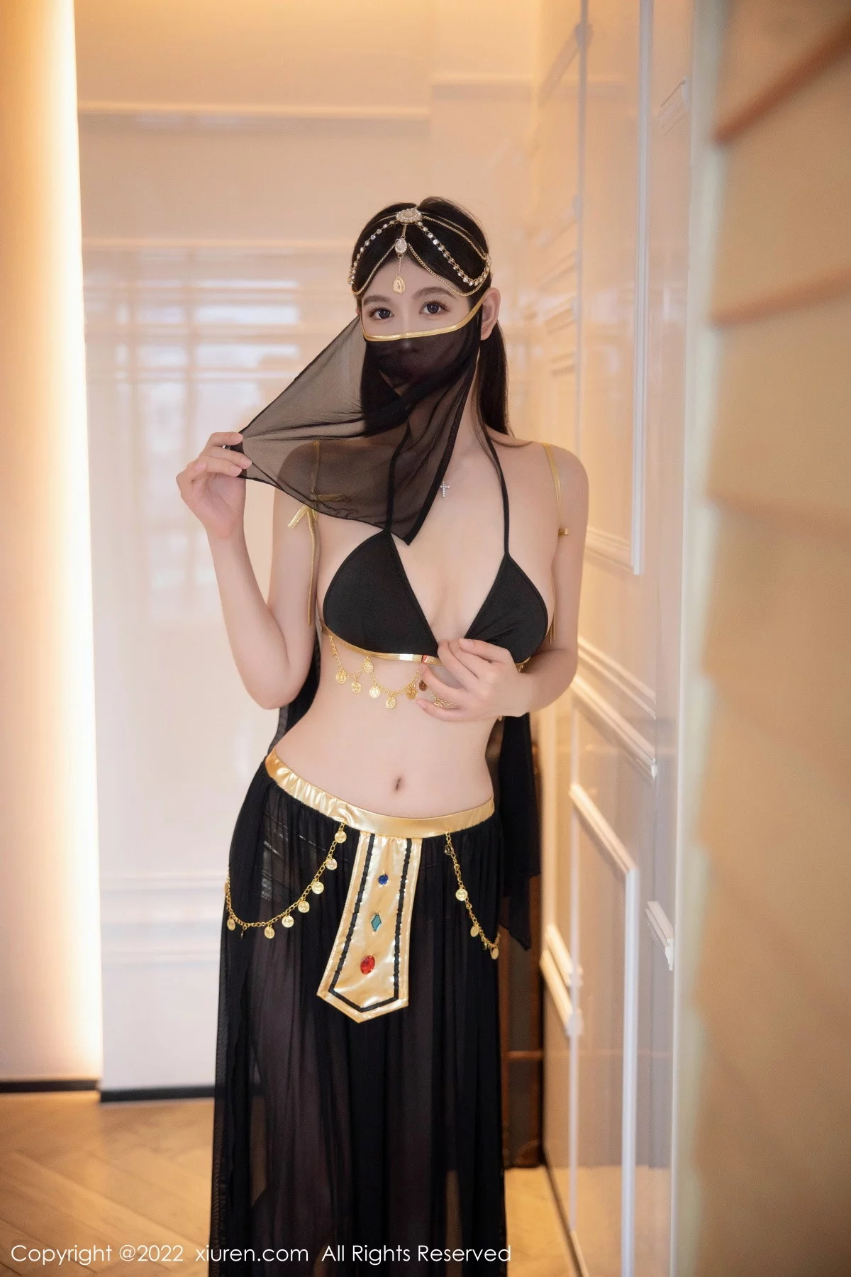 [[XiuRen秀人网]秀人网]No.5849_模特李雅柔西域风情主题黑色薄纱遮面露性感内衣迷人诱惑写真65P
