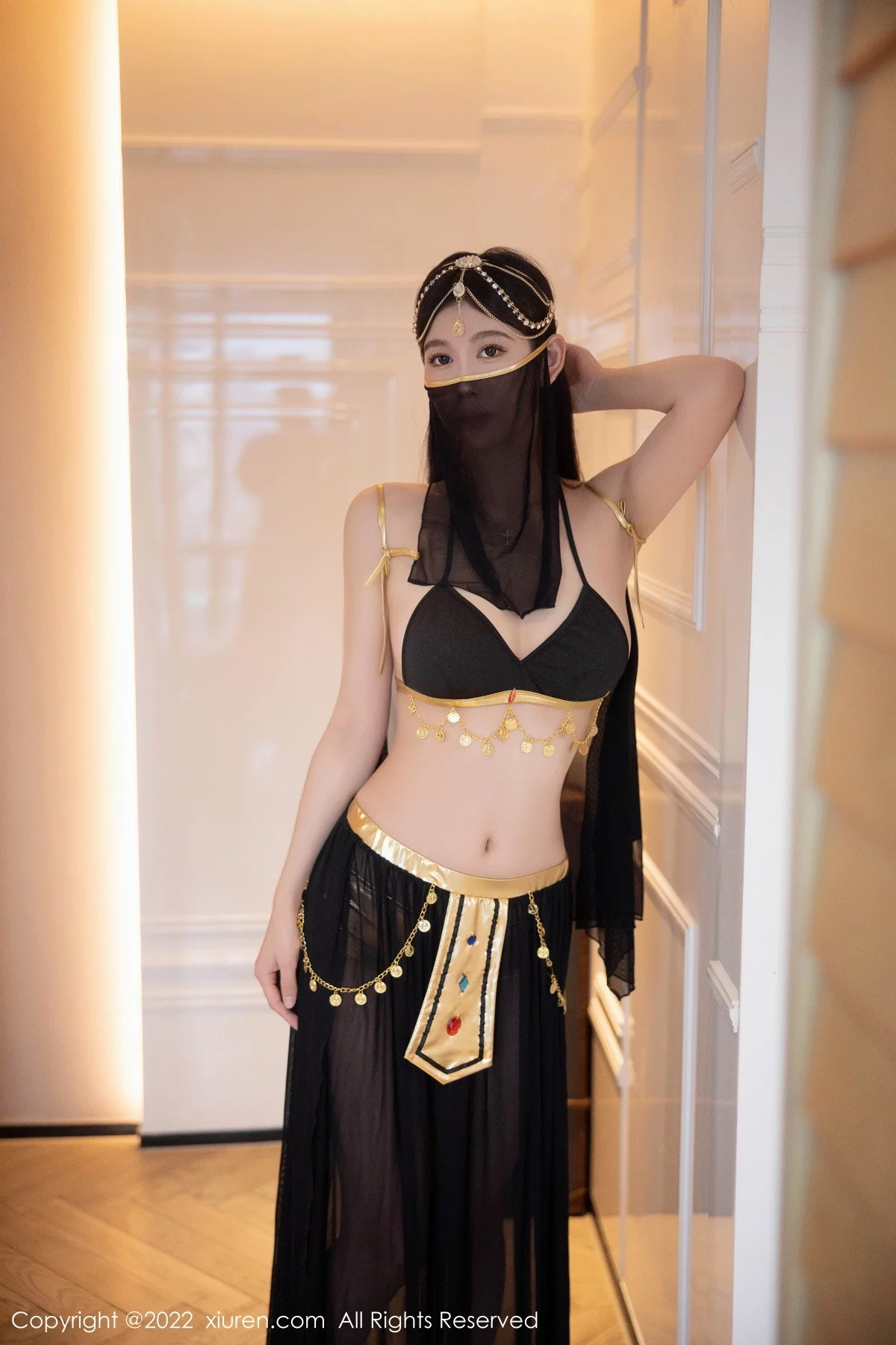 [[XiuRen秀人网]秀人网]No.5849_模特李雅柔西域风情主题黑色薄纱遮面露性感内衣迷人诱惑写真65P
