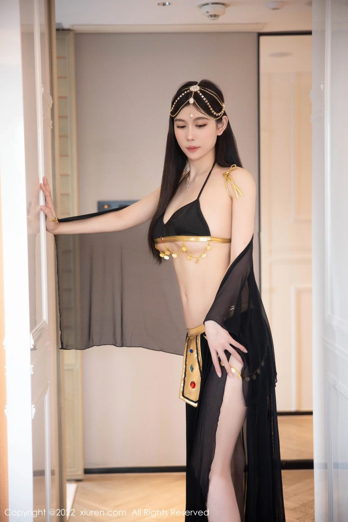 [[XiuRen秀人网]秀人网]No.5849_模特李雅柔西域风情主题黑色薄纱遮面露性感内衣迷人诱惑写真65P