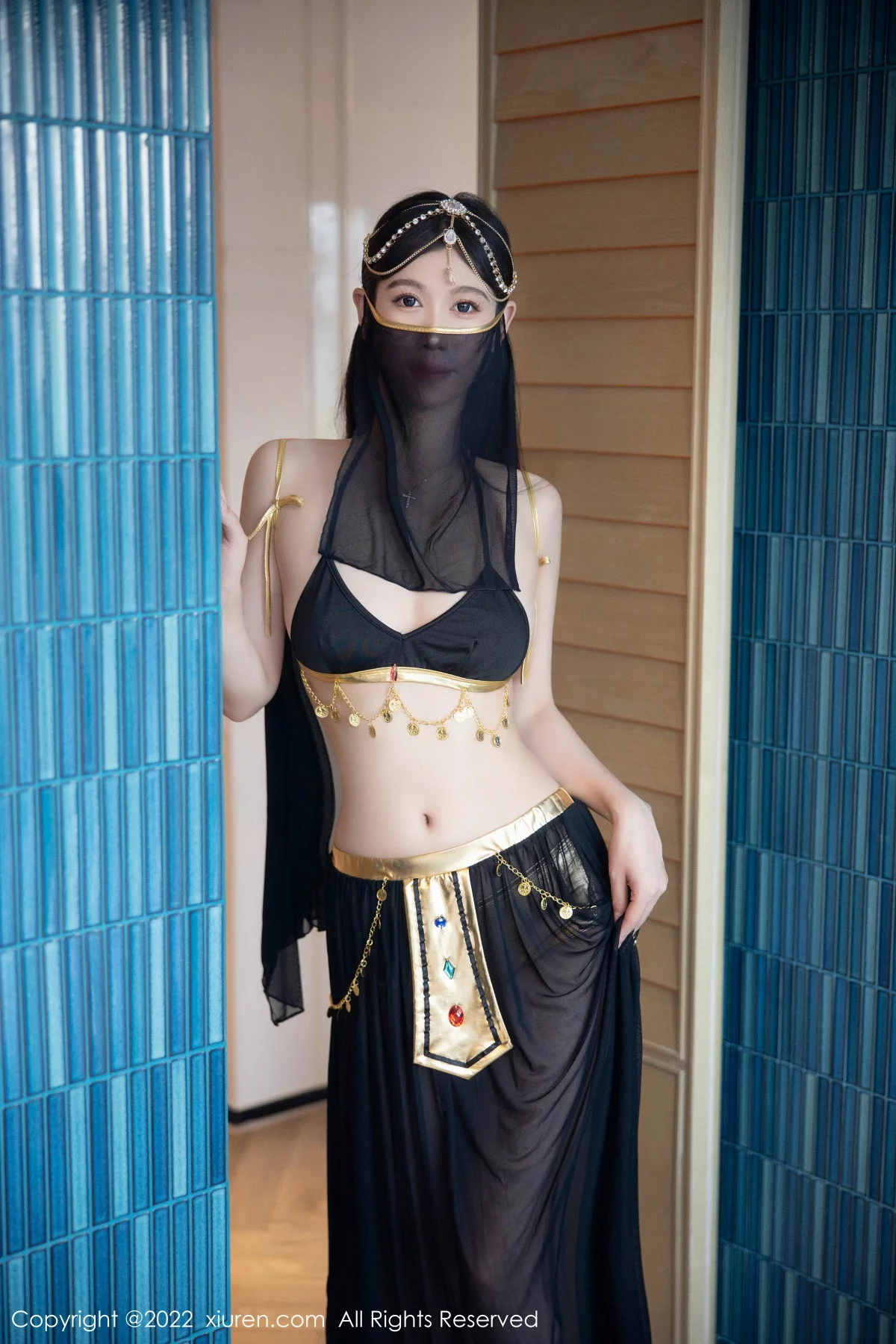 [[XiuRen秀人网]秀人网]No.5849_模特李雅柔西域风情主题黑色薄纱遮面露性感内衣迷人诱惑写真65P