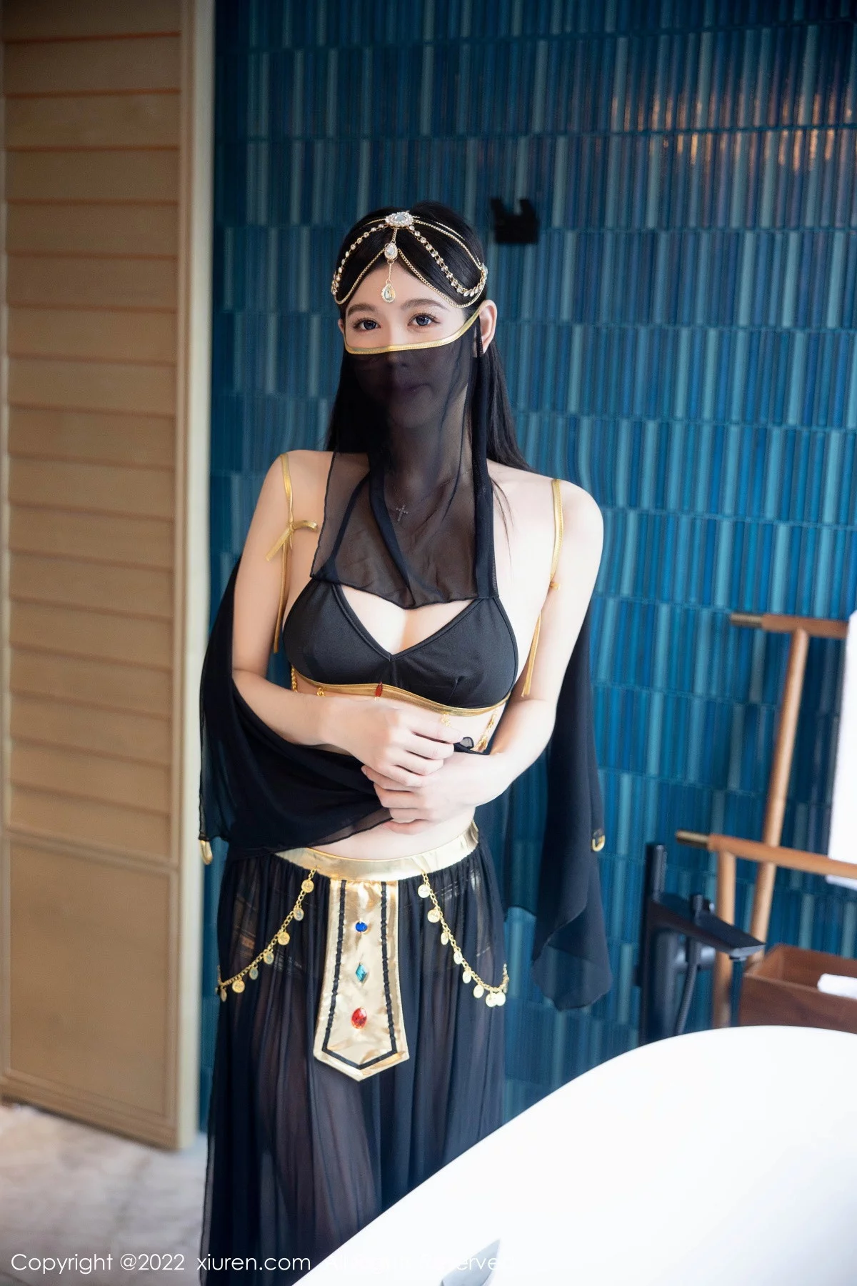 [[XiuRen秀人网]秀人网]No.5849_模特李雅柔西域风情主题黑色薄纱遮面露性感内衣迷人诱惑写真65P