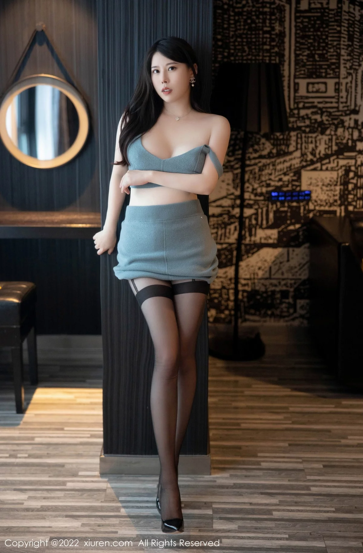 [[XiuRen秀人网]秀人网]No.5892_模特白茹雪性感浅绿色针织套装配超薄黑丝秀丰腴身材诱惑写真81P