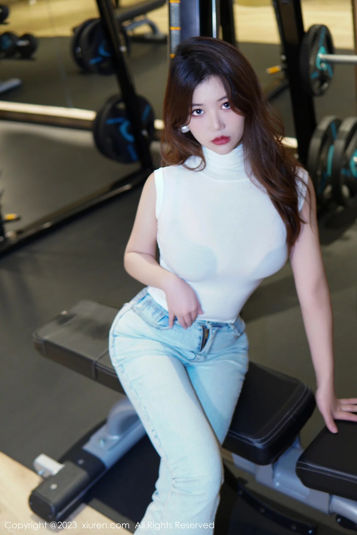 [[XiuRen秀人网]秀人网]No.6102_模特奈奈子健身房剧情性感半透上衣配超薄无内肉丝惹火诱惑写真80P