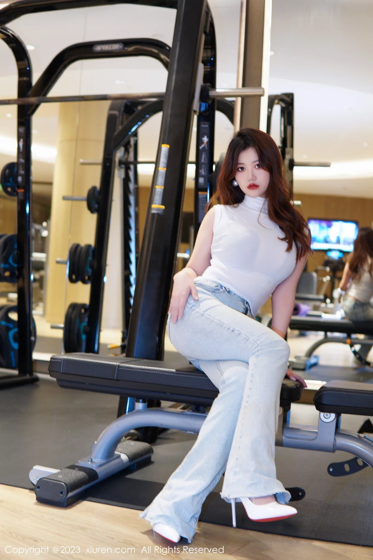 [[XiuRen秀人网]秀人网]No.6102_模特奈奈子健身房剧情性感半透上衣配超薄无内肉丝惹火诱惑写真80P