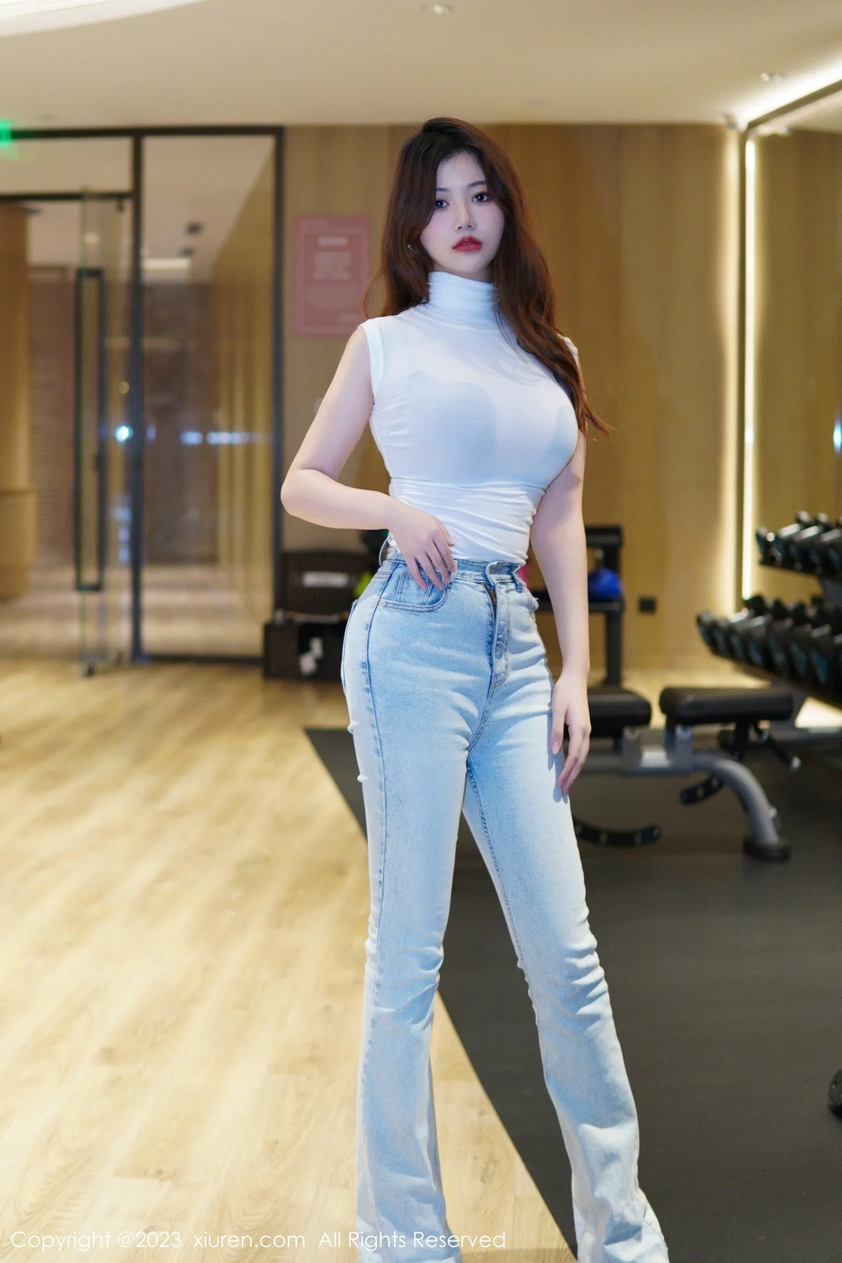 [[XiuRen秀人网]秀人网]No.6102_模特奈奈子健身房剧情性感半透上衣配超薄无内肉丝惹火诱惑写真80P