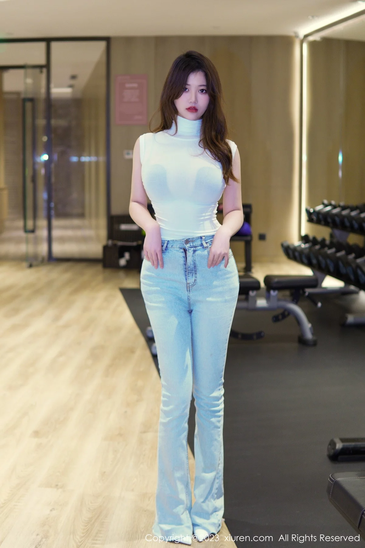 [[XiuRen秀人网]秀人网]No.6102_模特奈奈子健身房剧情性感半透上衣配超薄无内肉丝惹火诱惑写真80P