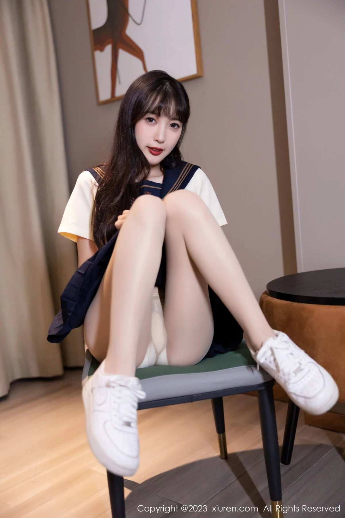 [[XiuRen秀人网]秀人网]No.6126_模特林星阑海南岛旅拍脱学妹制服露白色内衣原色丝袜诱惑写真81P