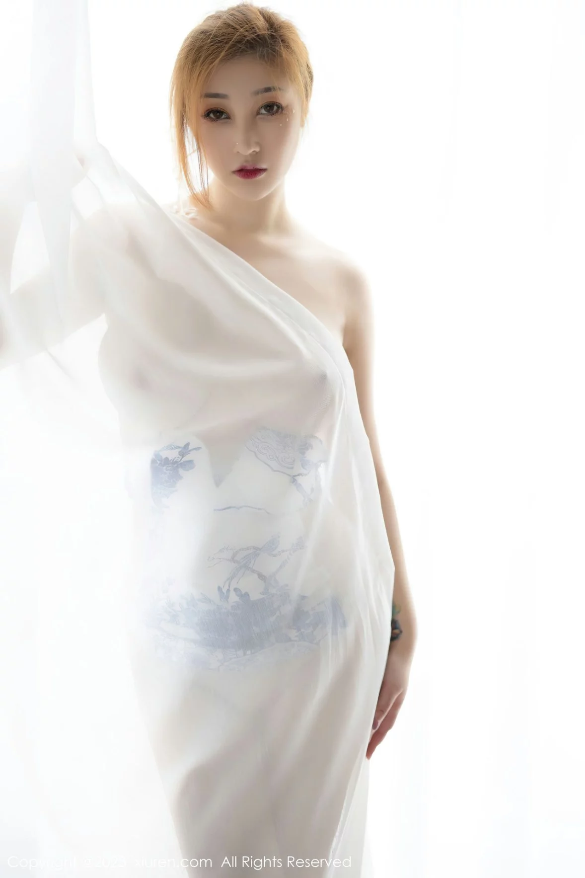 [[XiuRen秀人网]秀人网]No.6199_女神妲己_Toxic白色轻透青花露肩服饰低胸秀丰满身材诱惑写真62P