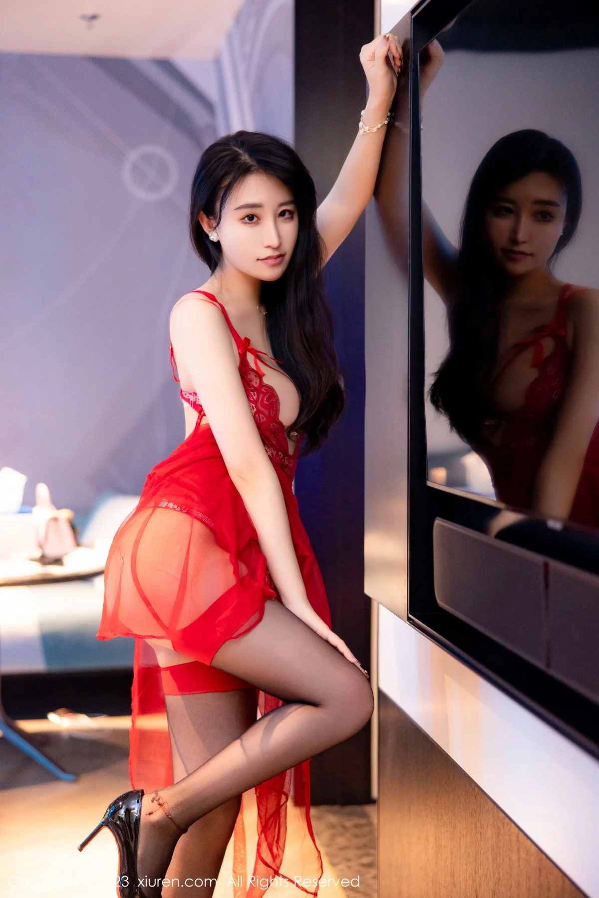 [[XiuRen秀人网]秀人网]No.6237_模特司柠性感红色蕾丝情趣服饰配黑丝吊袜秀曼妙身姿诱惑写真66P