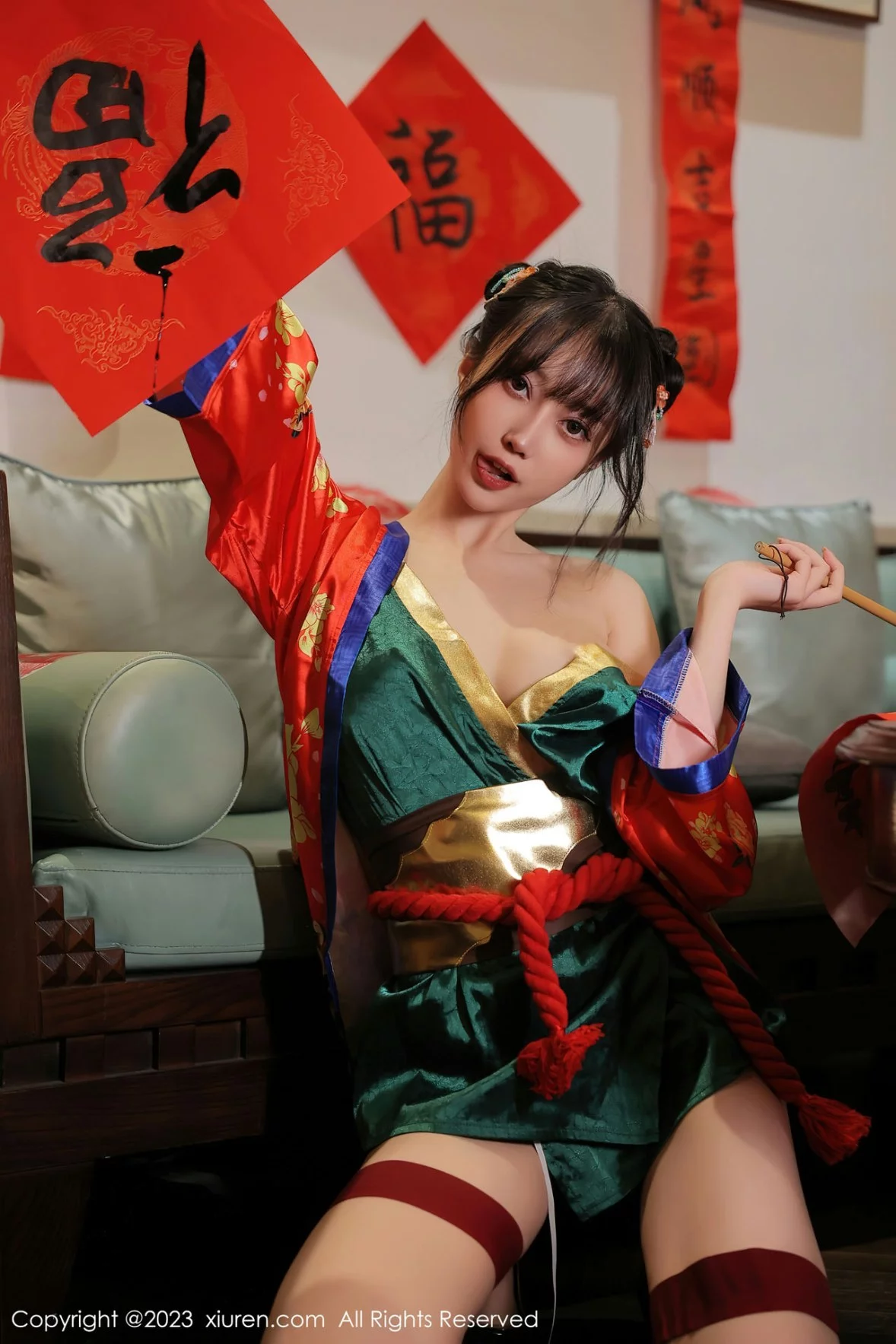 [[XiuRen秀人网]秀人网]No.6167_模特玥儿玥新春主题私房半脱露曼妙身姿对联遮身撩人诱惑写真57P