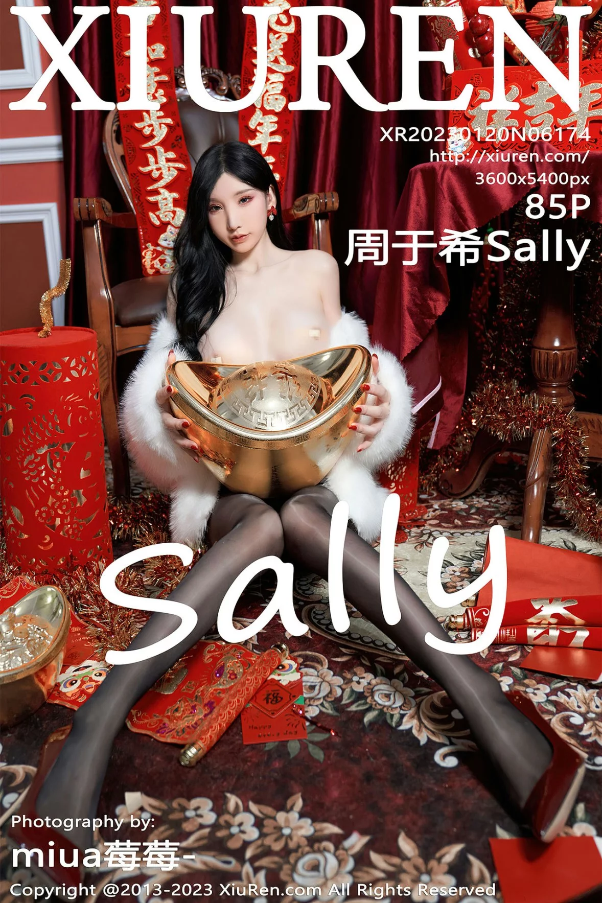 [[XiuRen秀人网]秀人网]No.6174_女神周于希Sally新春主题低胸服饰配超薄黑丝秀完美身材诱惑写真85P