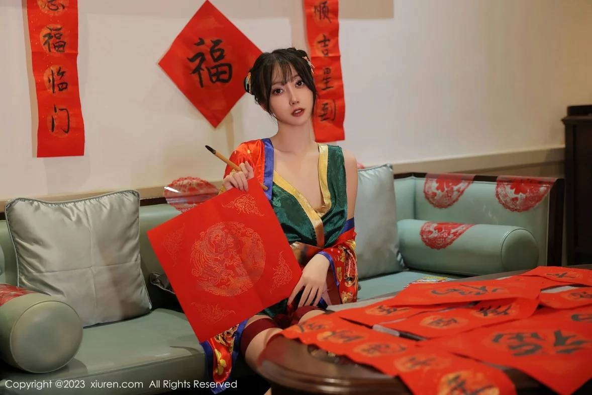 [[XiuRen秀人网]秀人网]No.6167_模特玥儿玥新春主题私房半脱露曼妙身姿对联遮身撩人诱惑写真57P