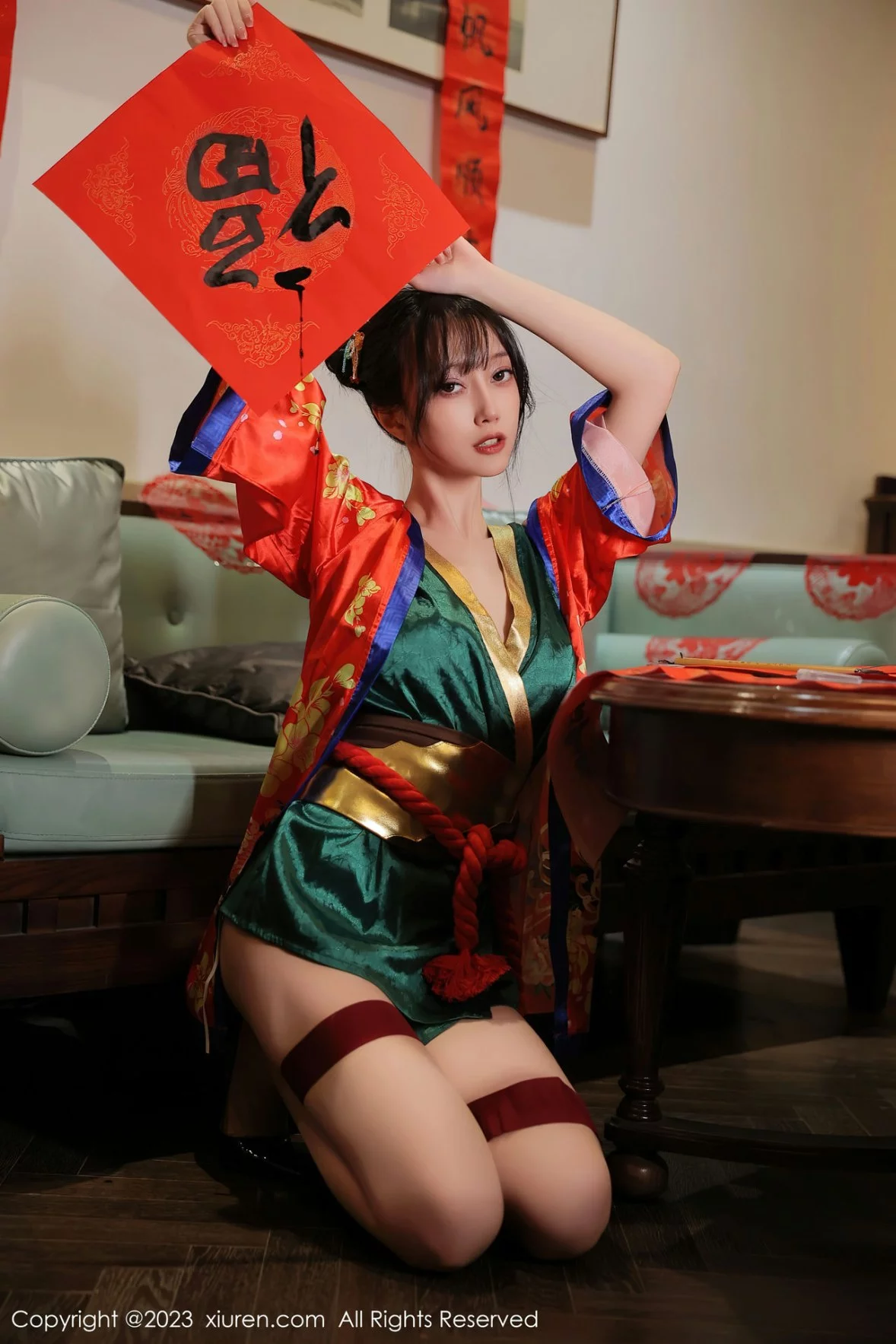 [[XiuRen秀人网]秀人网]No.6167_模特玥儿玥新春主题私房半脱露曼妙身姿对联遮身撩人诱惑写真57P