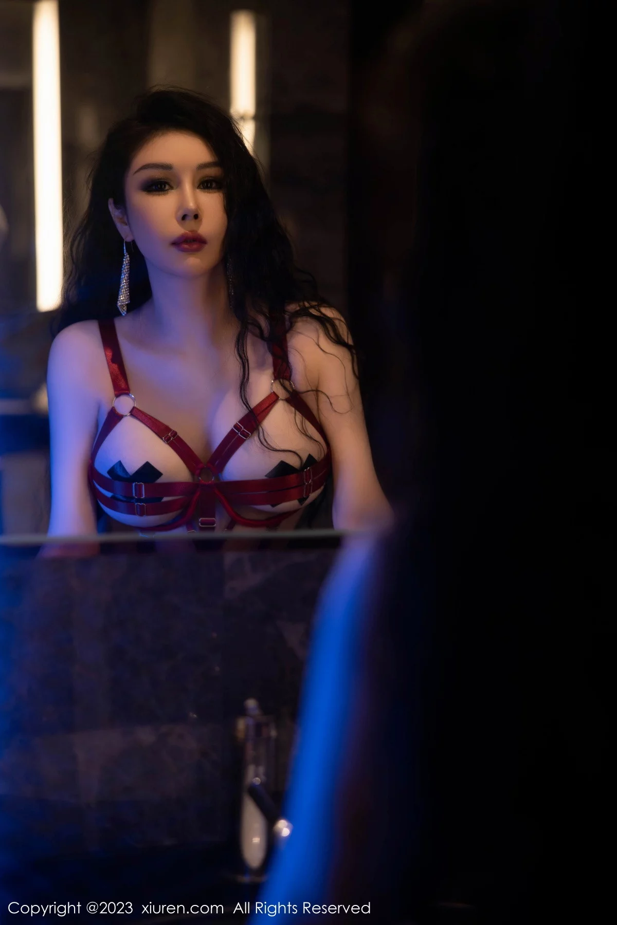 [[XiuRen秀人网]秀人网]No.6176_模特田冰冰私房红色带子情趣服饰露傲人豪乳遮点极致诱惑写真74P