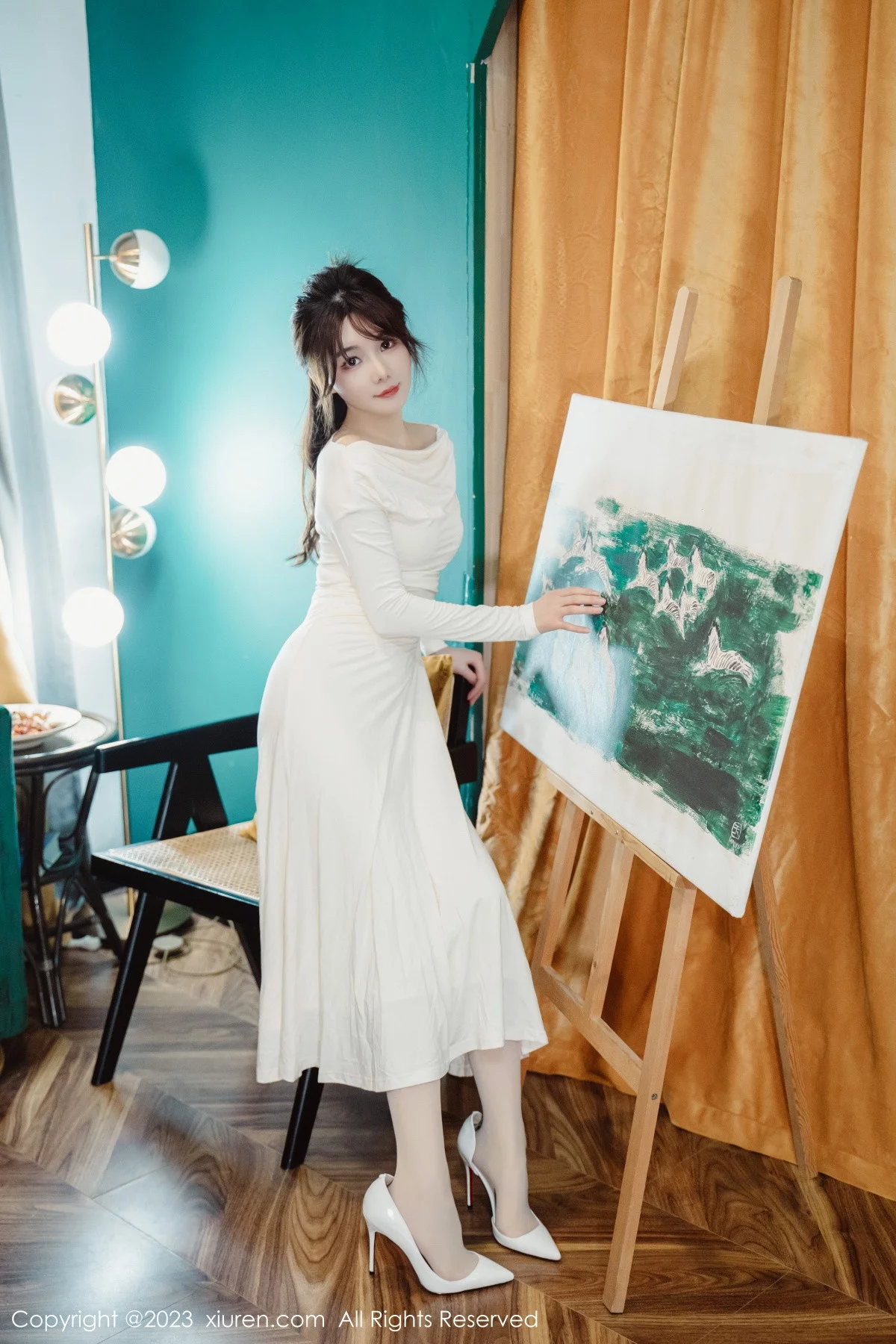 [[XiuRen秀人网]秀人网]No.6182_模特婠婠么脱白色连衣长裙露蕾丝内衣配开档白丝迷人诱惑写真79P