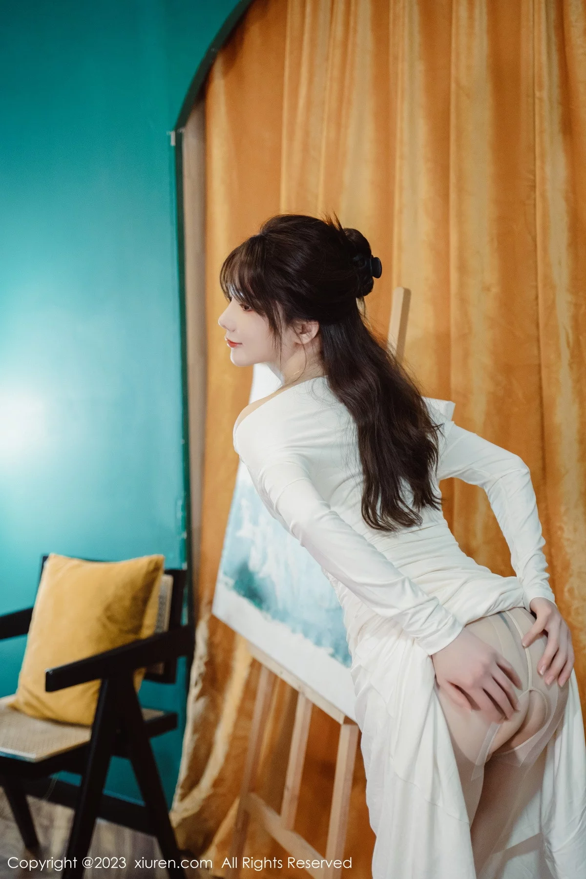 [[XiuRen秀人网]秀人网]No.6182_模特婠婠么脱白色连衣长裙露蕾丝内衣配开档白丝迷人诱惑写真79P