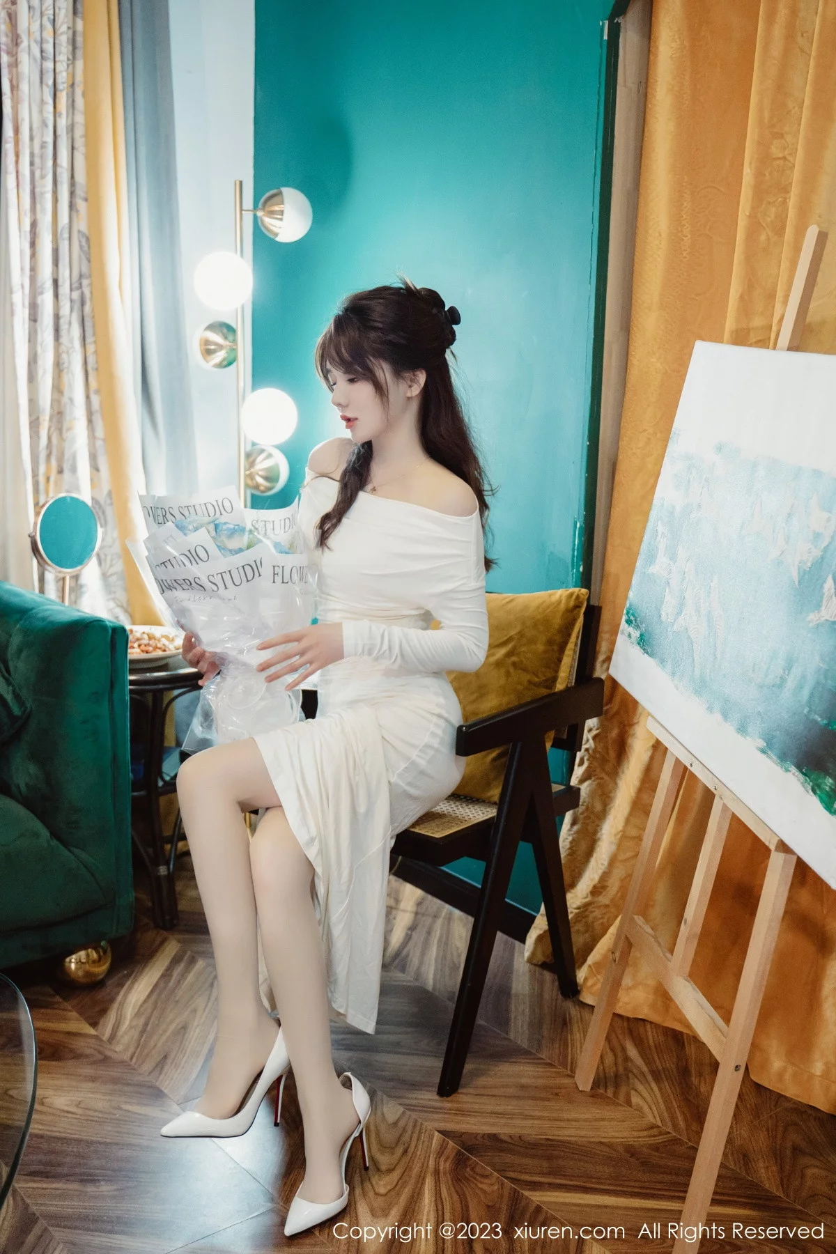 [[XiuRen秀人网]秀人网]No.6182_模特婠婠么脱白色连衣长裙露蕾丝内衣配开档白丝迷人诱惑写真79P