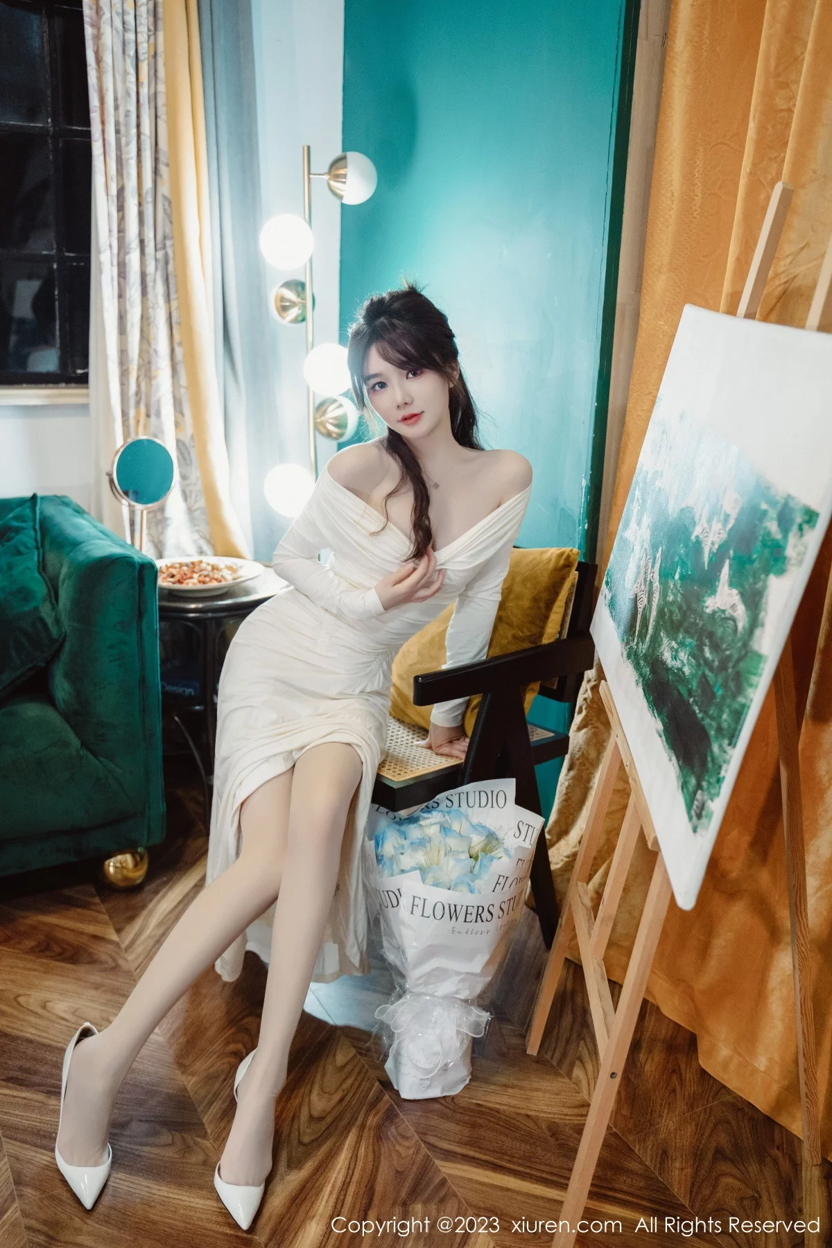 [[XiuRen秀人网]秀人网]No.6182_模特婠婠么脱白色连衣长裙露蕾丝内衣配开档白丝迷人诱惑写真79P