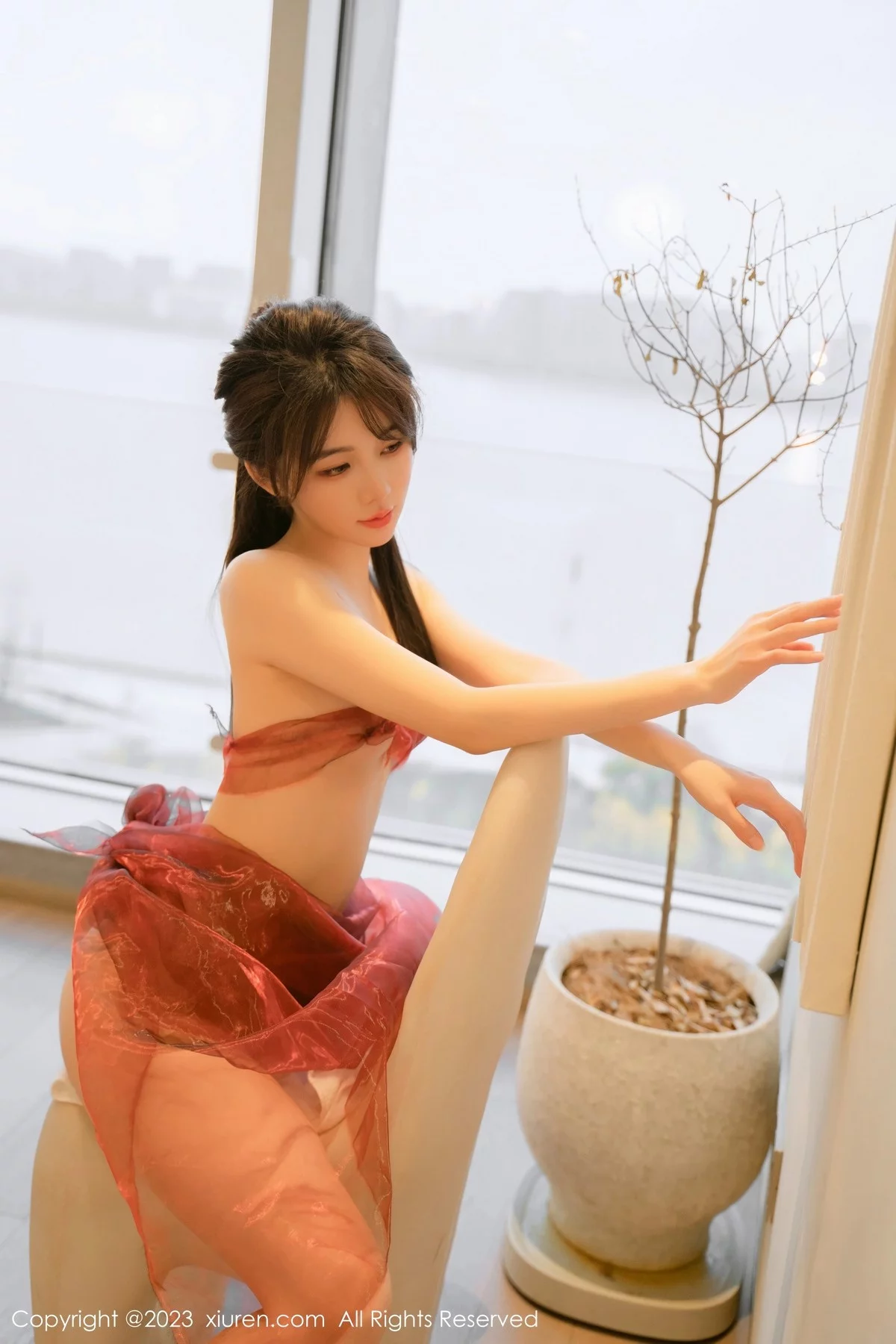 [[XiuRen秀人网]秀人网]No.6348_模特婠婠么私房性感红色轻透薄纱服饰秀绝美身材迷人诱惑写真68P