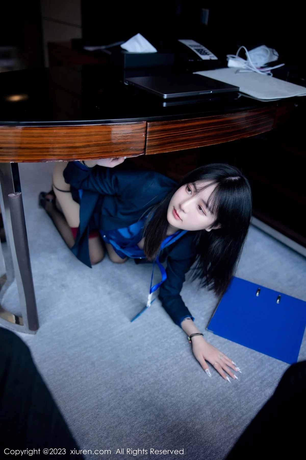 [[XiuRen秀人网]秀人网]No.6407_模特谢小蒽性感OL装脱制服露紫色蕾丝内衣配超薄黑丝诱惑写真91P