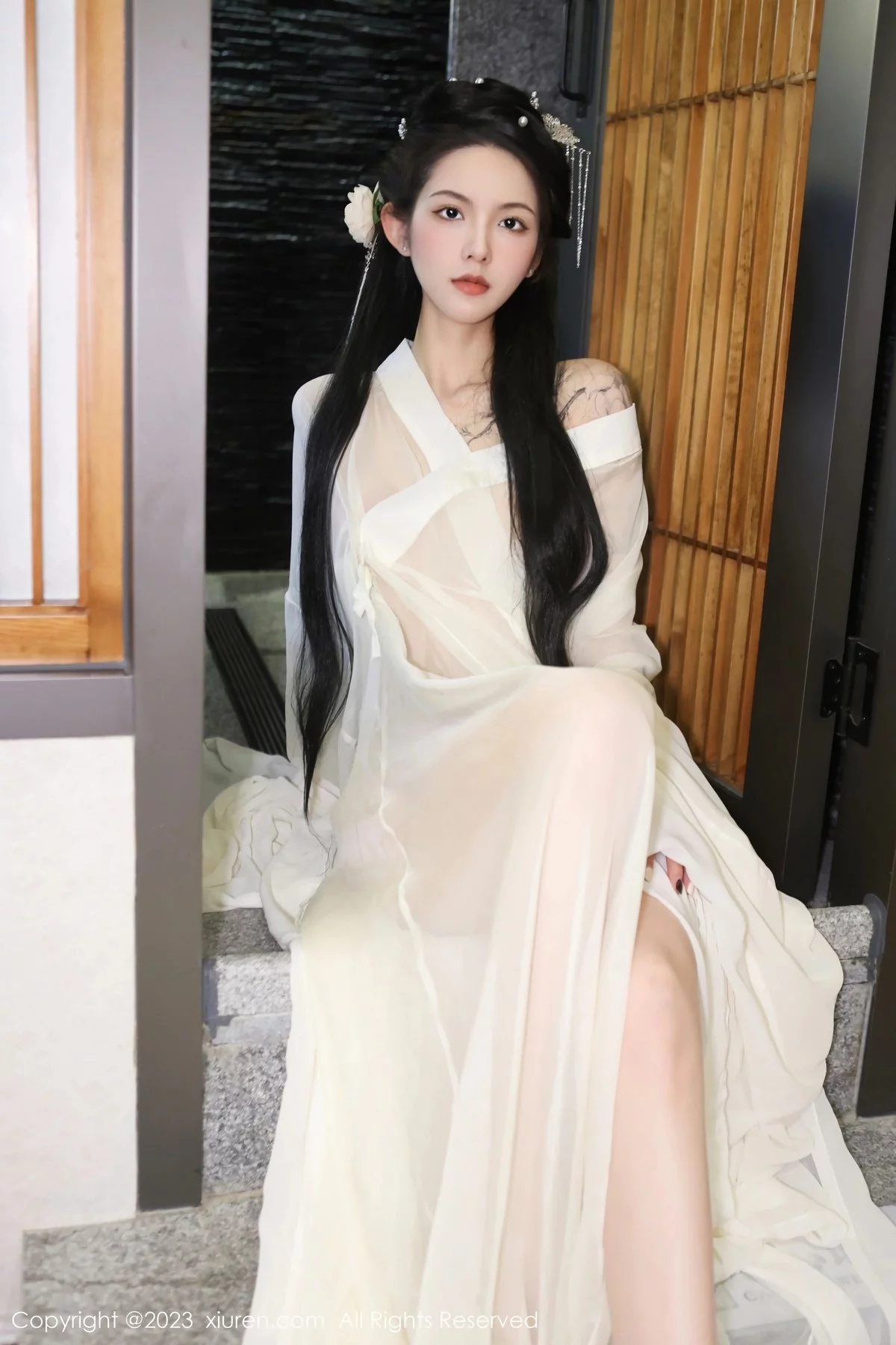 [[XiuRen秀人网]秀人网]No.6430_模特乔一一温泉浴池白纱轻透古装服饰秀惹火身材极致诱惑写真82P