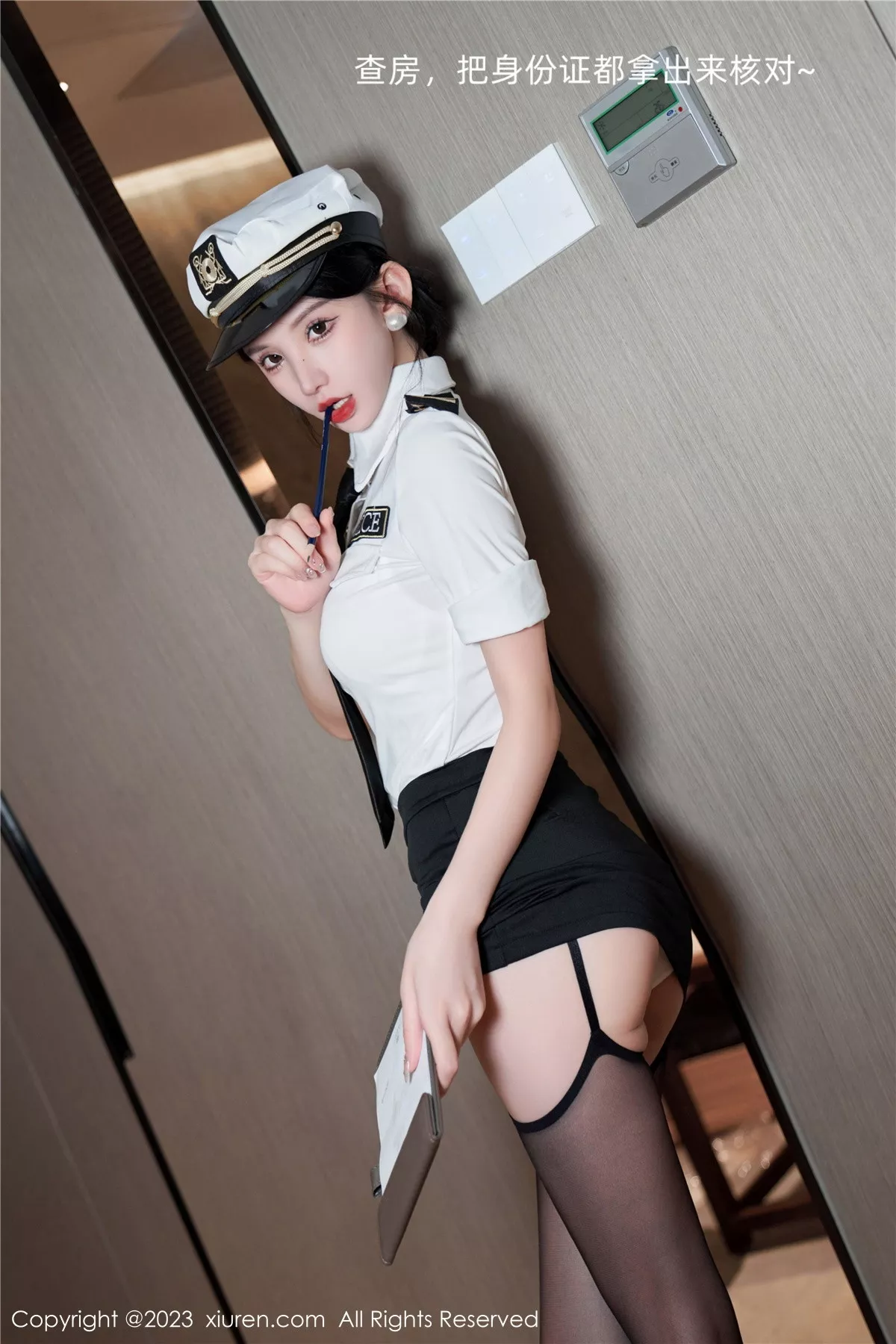 [[XiuRen秀人网]秀人网]No.7430_女神周于希Sally搜查官主题性感白色内衣配黑丝吊袜诱惑写真111P