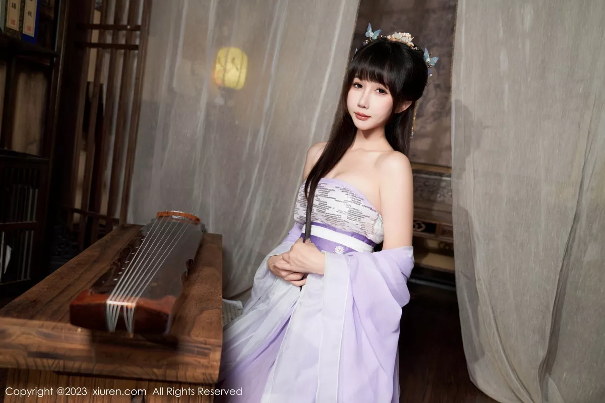 [[XiuRen秀人网]秀人网]No.7442_模特波巧酱性感紫色薄纱情趣服配超薄肉丝秀完美身材诱惑写真85P