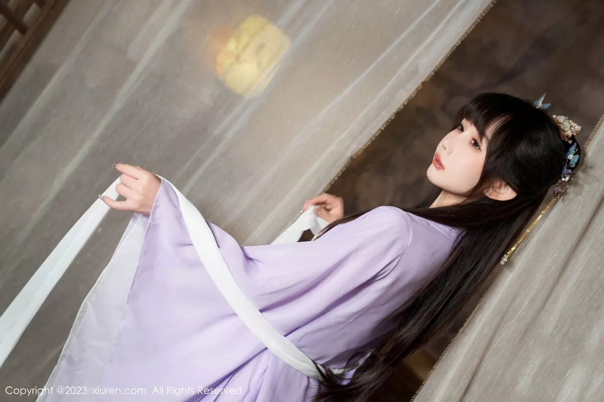 [[XiuRen秀人网]秀人网]No.7442_模特波巧酱性感紫色薄纱情趣服配超薄肉丝秀完美身材诱惑写真85P