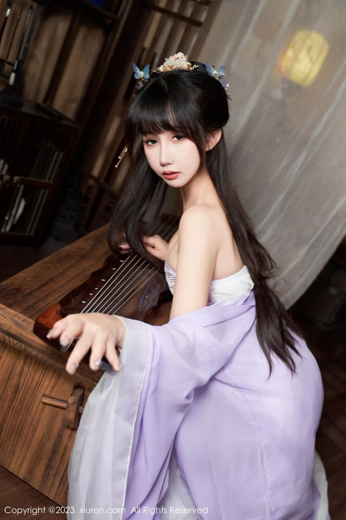 [[XiuRen秀人网]秀人网]No.7442_模特波巧酱性感紫色薄纱情趣服配超薄肉丝秀完美身材诱惑写真85P