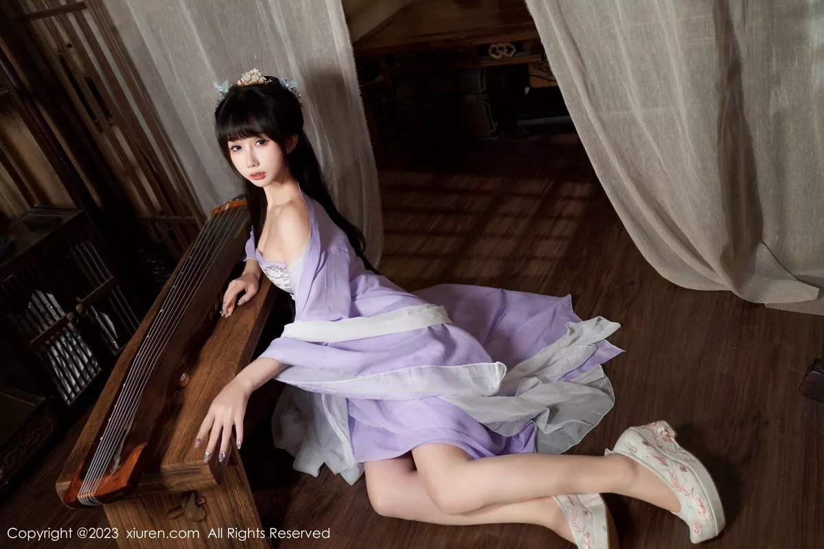 [[XiuRen秀人网]秀人网]No.7442_模特波巧酱性感紫色薄纱情趣服配超薄肉丝秀完美身材诱惑写真85P