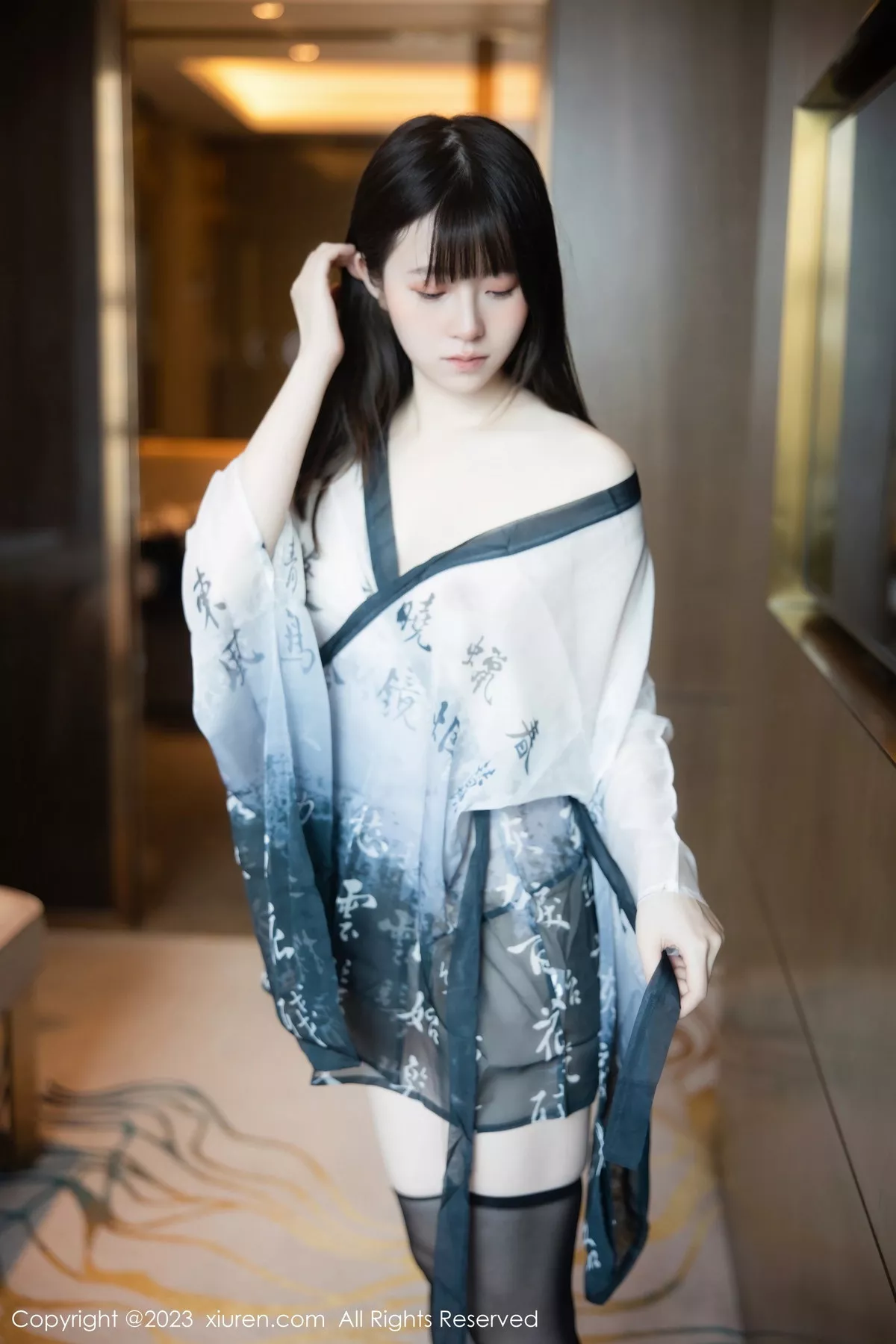 [[XiuRen秀人网]秀人网]No.7459_模特林悠悠性感黑白薄纱古装服饰配黑丝袜秀曼妙身姿诱惑写真84P