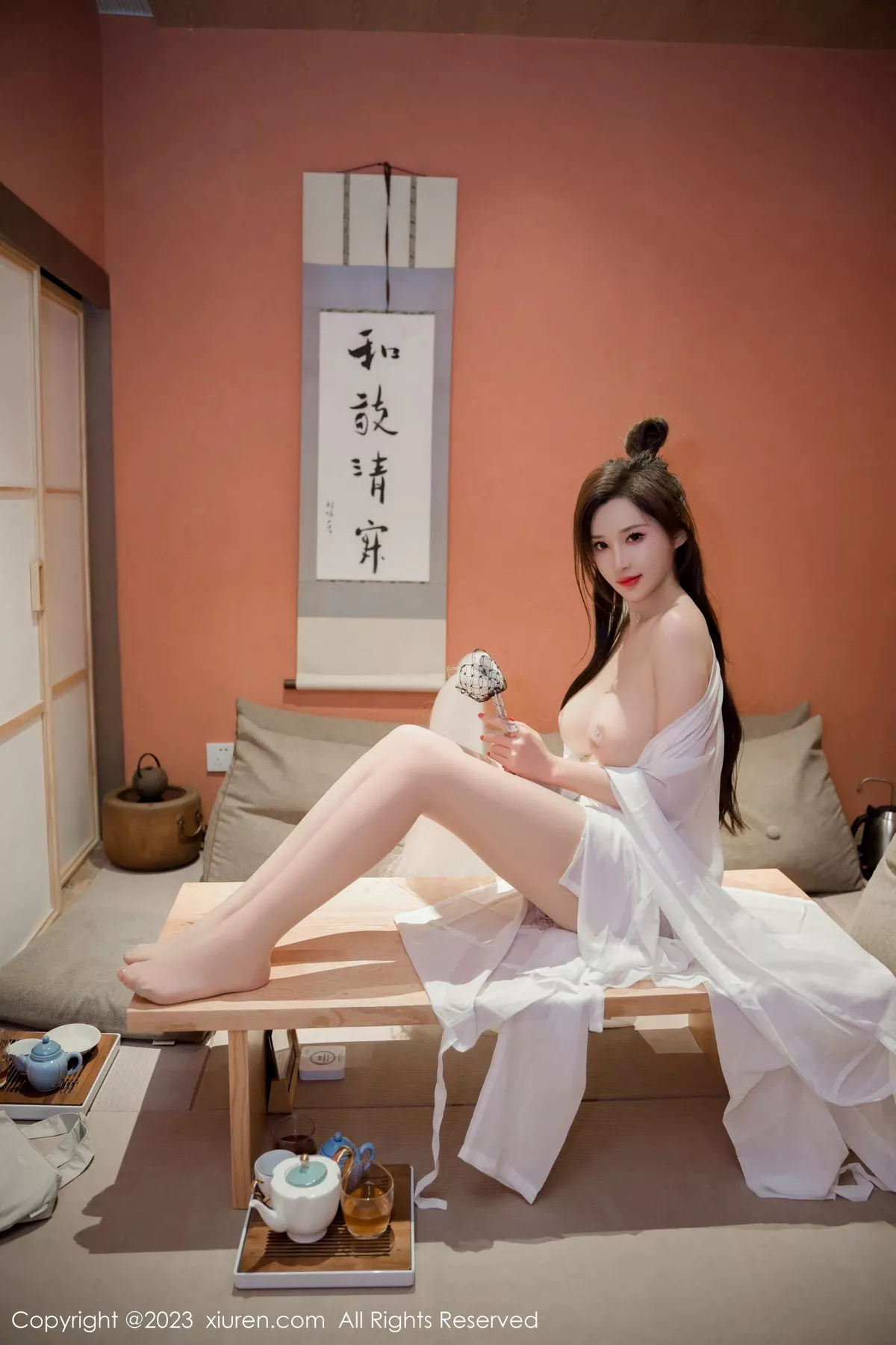 [[XiuRen秀人网]秀人网]No.7466_女神Carol周妍希仙姑造型白色道袍服配超薄肉丝秀美腿诱惑写真95P