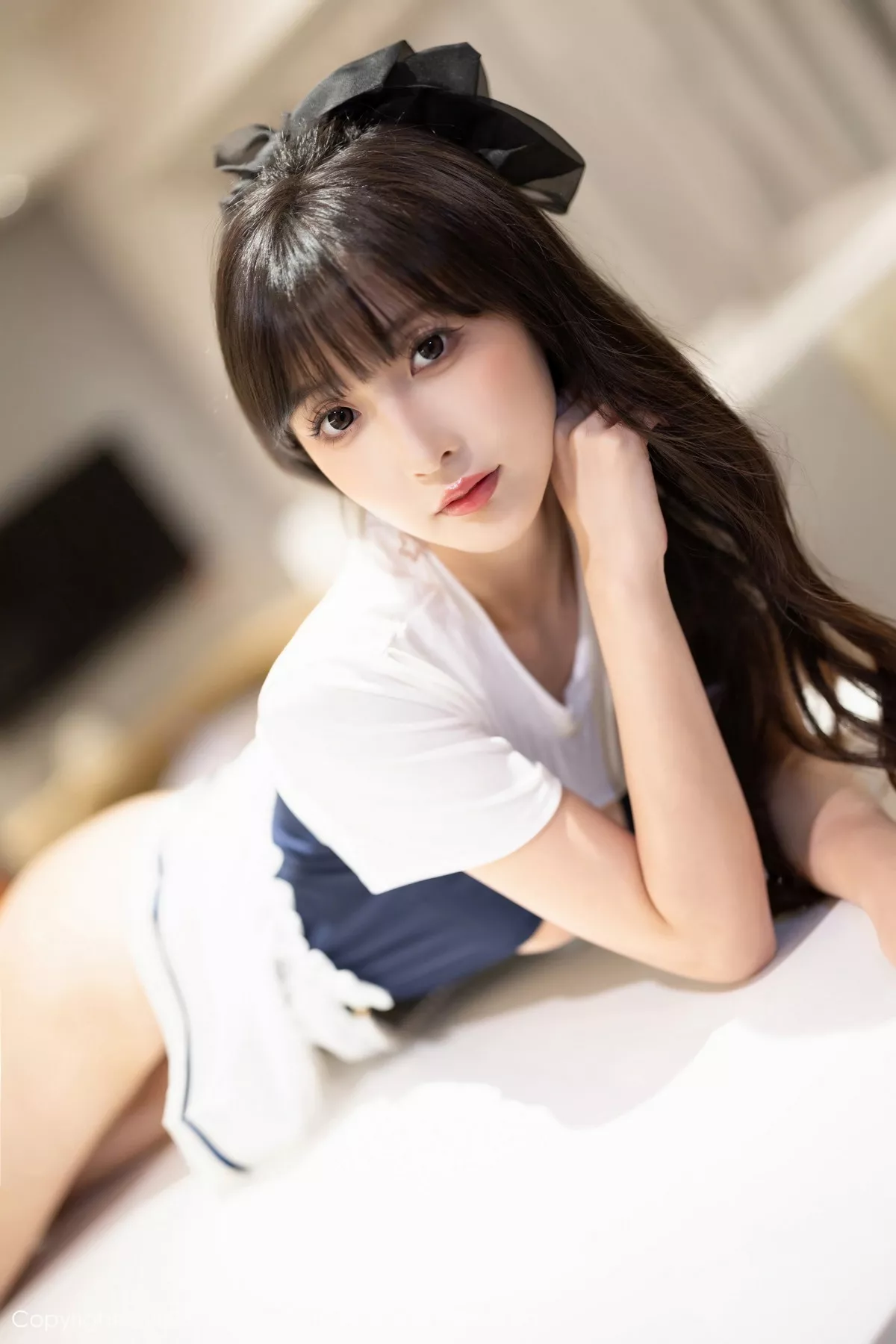 [[XiuRen秀人网]秀人网]No.7468_模特林星阑蓝白色连衣短裙+黑色薄纱连体衣秀苗条身姿诱惑写真85P