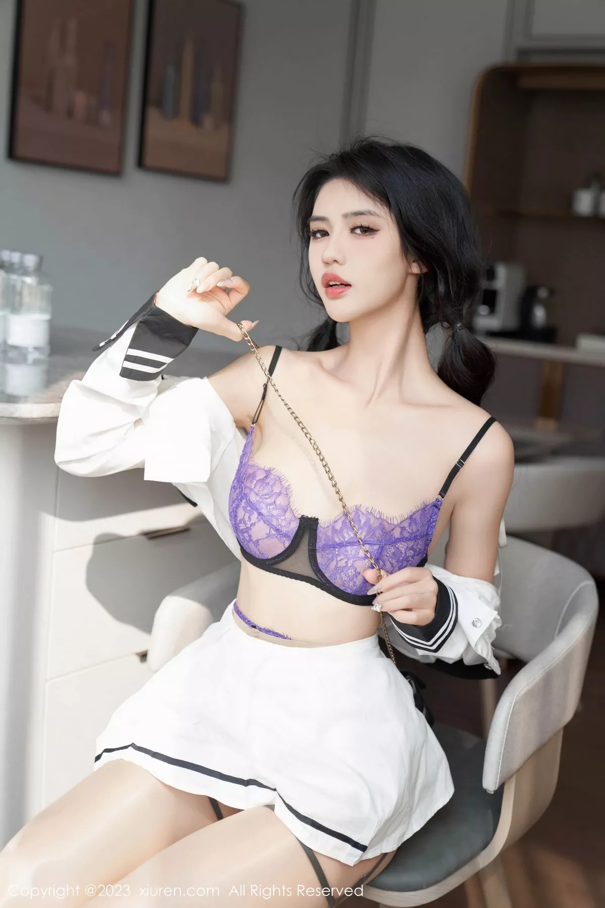 [[XiuRen秀人网]秀人网]No.7526_模特浅浅Danny性感紫色蕾丝内衣配原色丝袜秀曼妙身姿诱惑写真92P