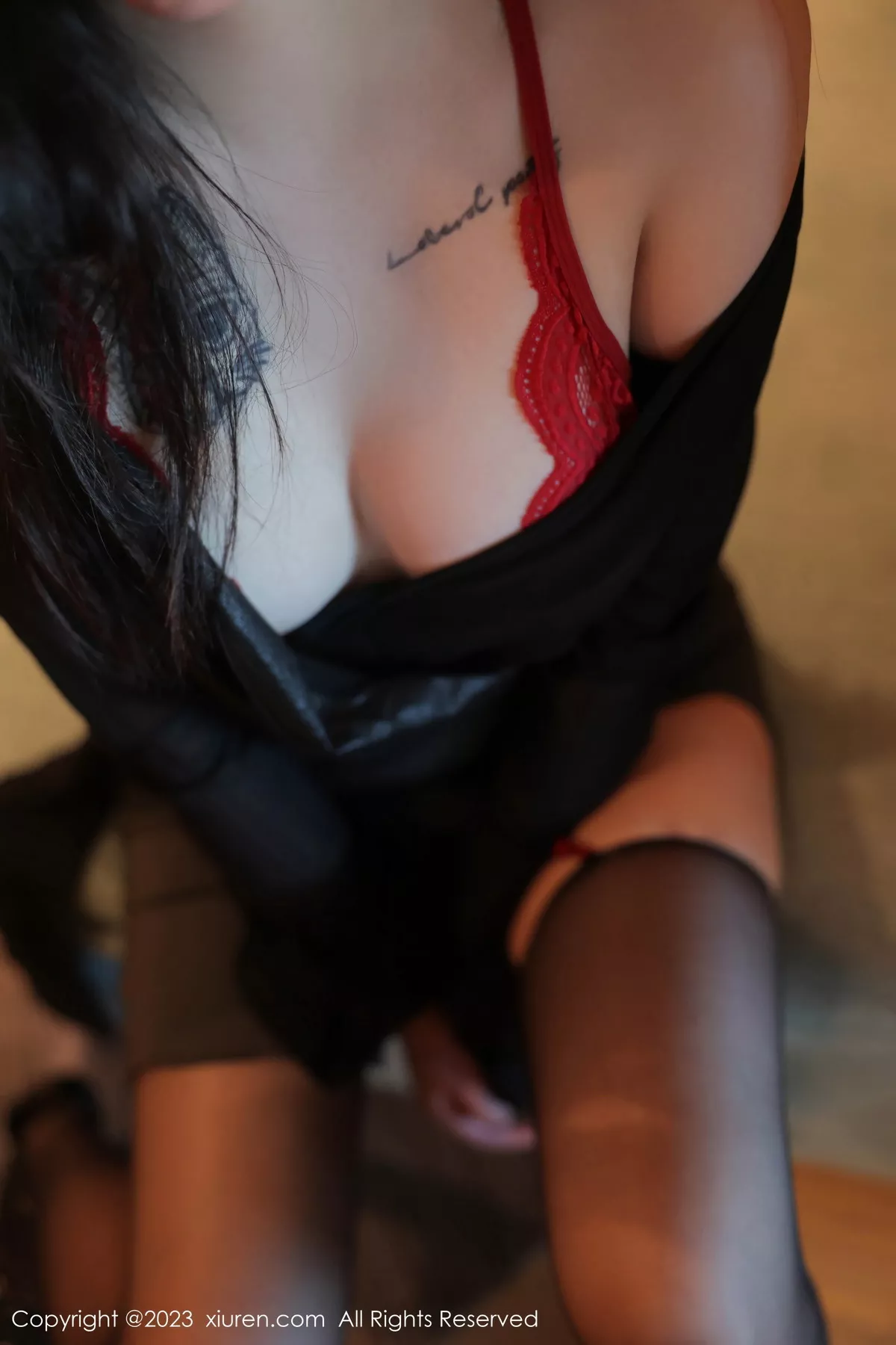 [[XiuRen秀人网]秀人网]No.7523_模特Arude薇薇性感红色蕾丝情趣内衣配黑丝吊袜极致魅惑写真83P