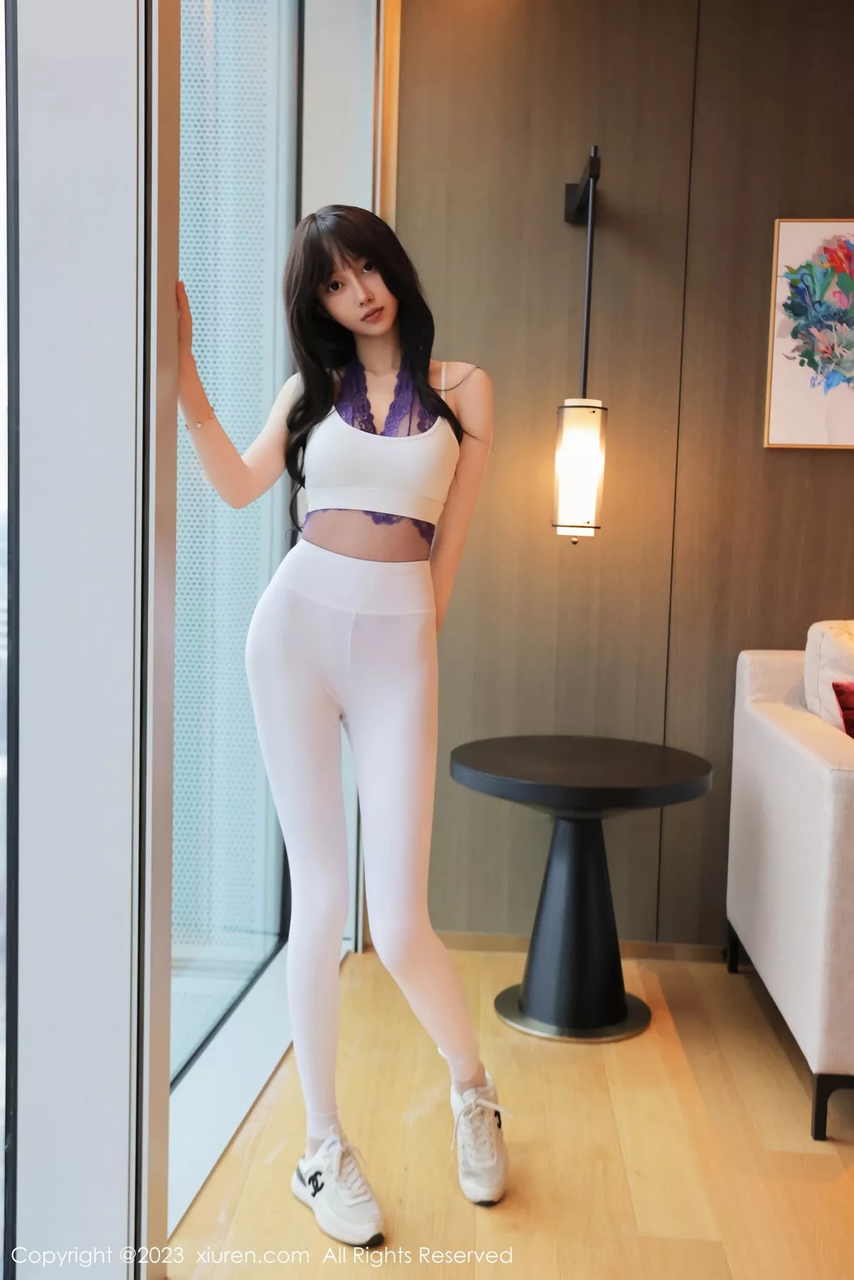 [[XiuRen秀人网]秀人网]No.7570_模特玥儿玥er脱白色服饰露性感紫色蕾丝情趣内衣完美诱惑写真55P