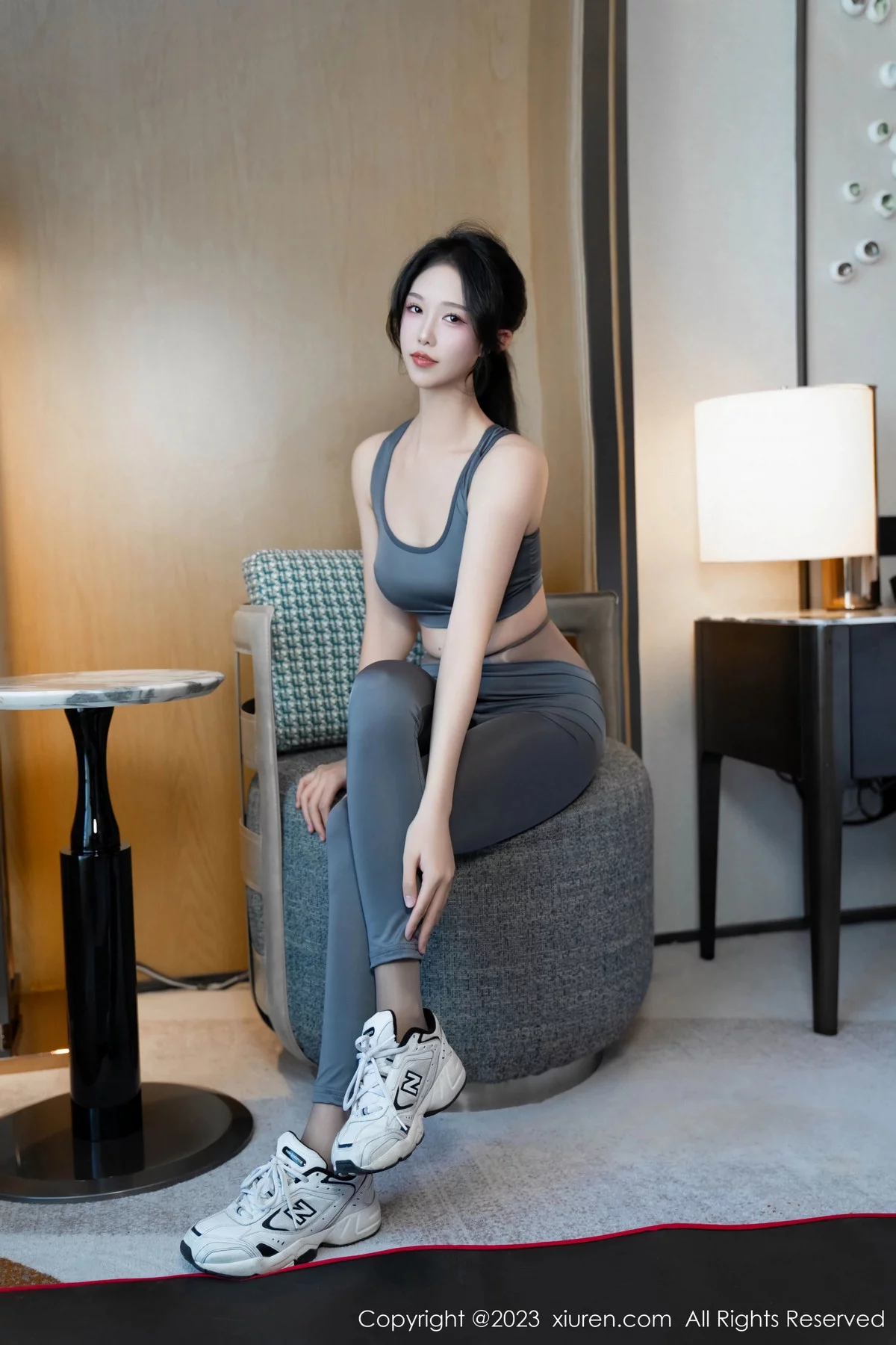 [[XiuRen秀人网]秀人网]No.7882_模特利世性感灰色瑜伽服饰配超薄无内灰丝秀曼妙身姿诱惑写真80P