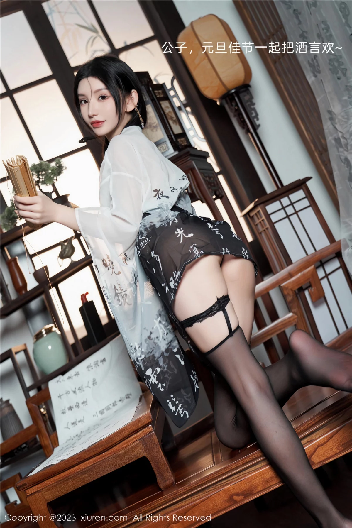 [[XiuRen秀人网]秀人网]No.7891_女神周于希Sally性感黑白薄透长衫配黑丝袜秀完美身材诱惑写真90P