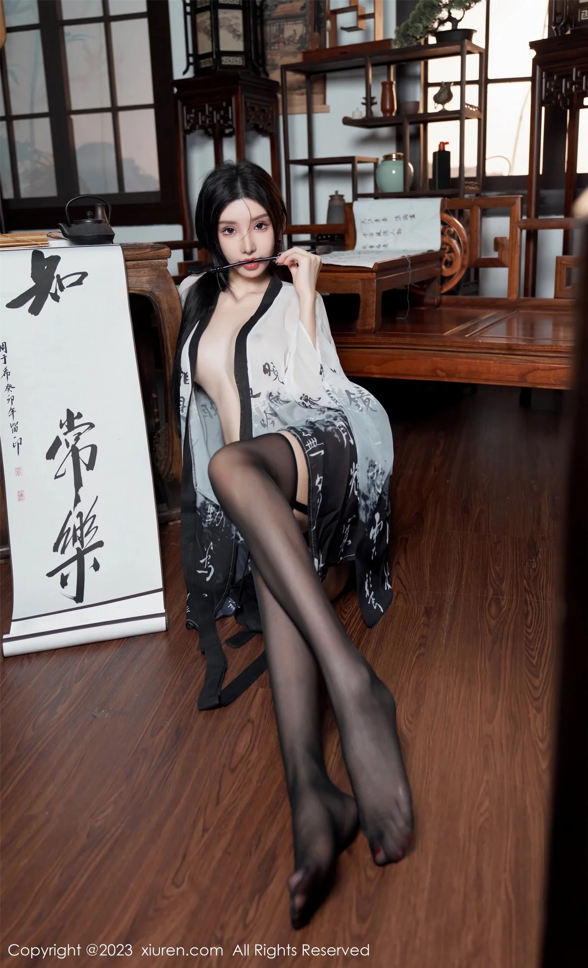 [[XiuRen秀人网]秀人网]No.7891_女神周于希Sally性感黑白薄透长衫配黑丝袜秀完美身材诱惑写真90P