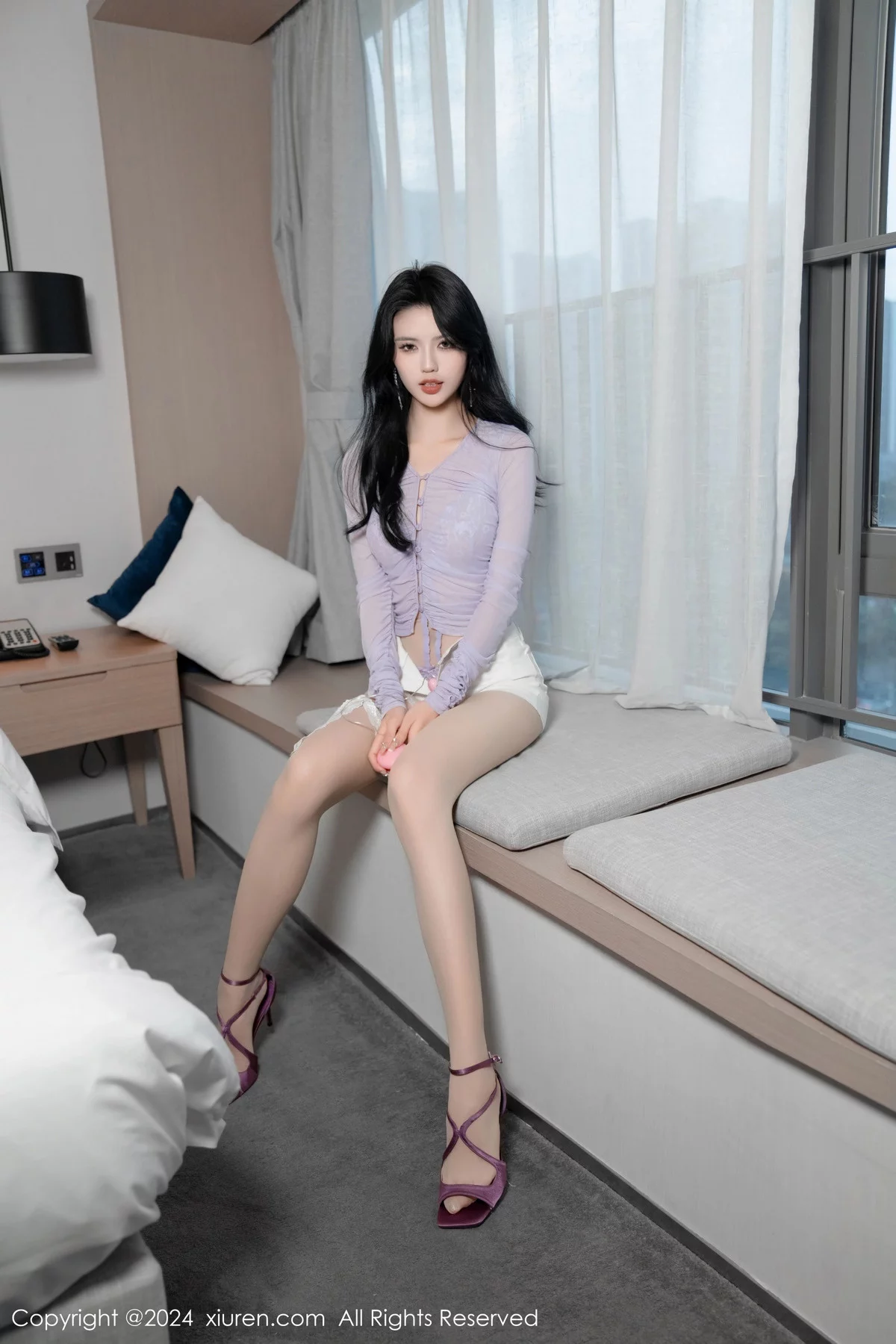 [[XiuRen秀人网]秀人网]No.7912_模特浅浅Danny性感紫色蕾丝内衣配原色丝袜秀丰腴身姿诱惑写真86P