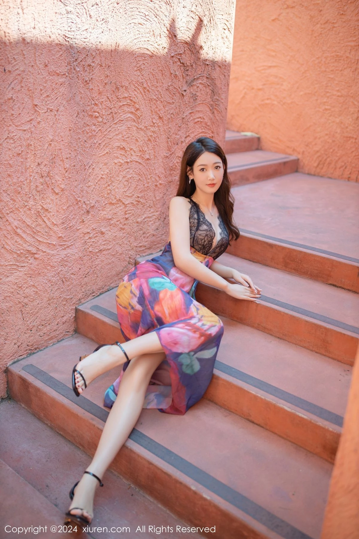 [[XiuRen秀人网]秀人网]No.7964_模特唐安琪性感拼色连衣长裙露黑色蕾丝内衣秀曼妙身姿诱惑写真80P