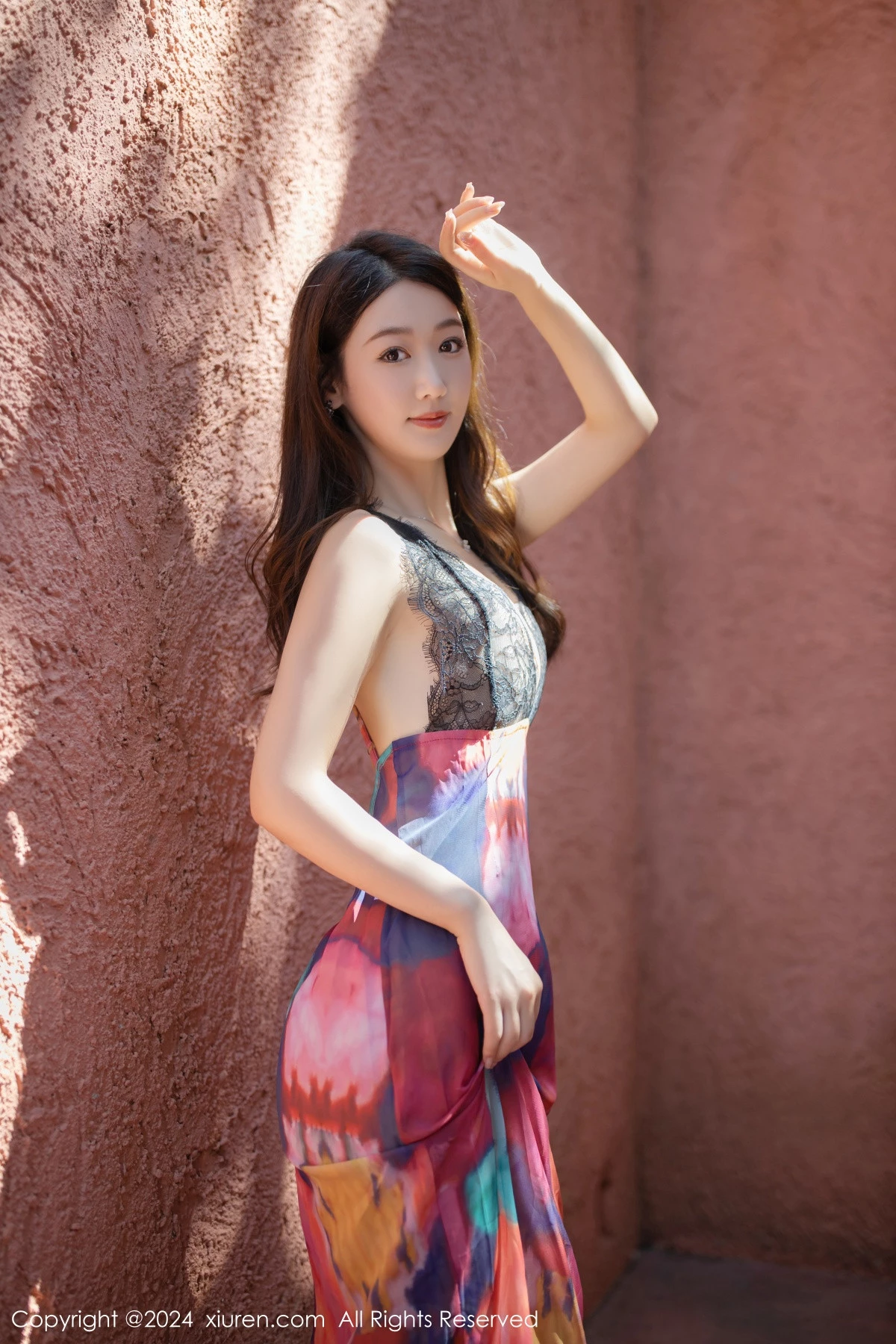 [[XiuRen秀人网]秀人网]No.7964_模特唐安琪性感拼色连衣长裙露黑色蕾丝内衣秀曼妙身姿诱惑写真80P