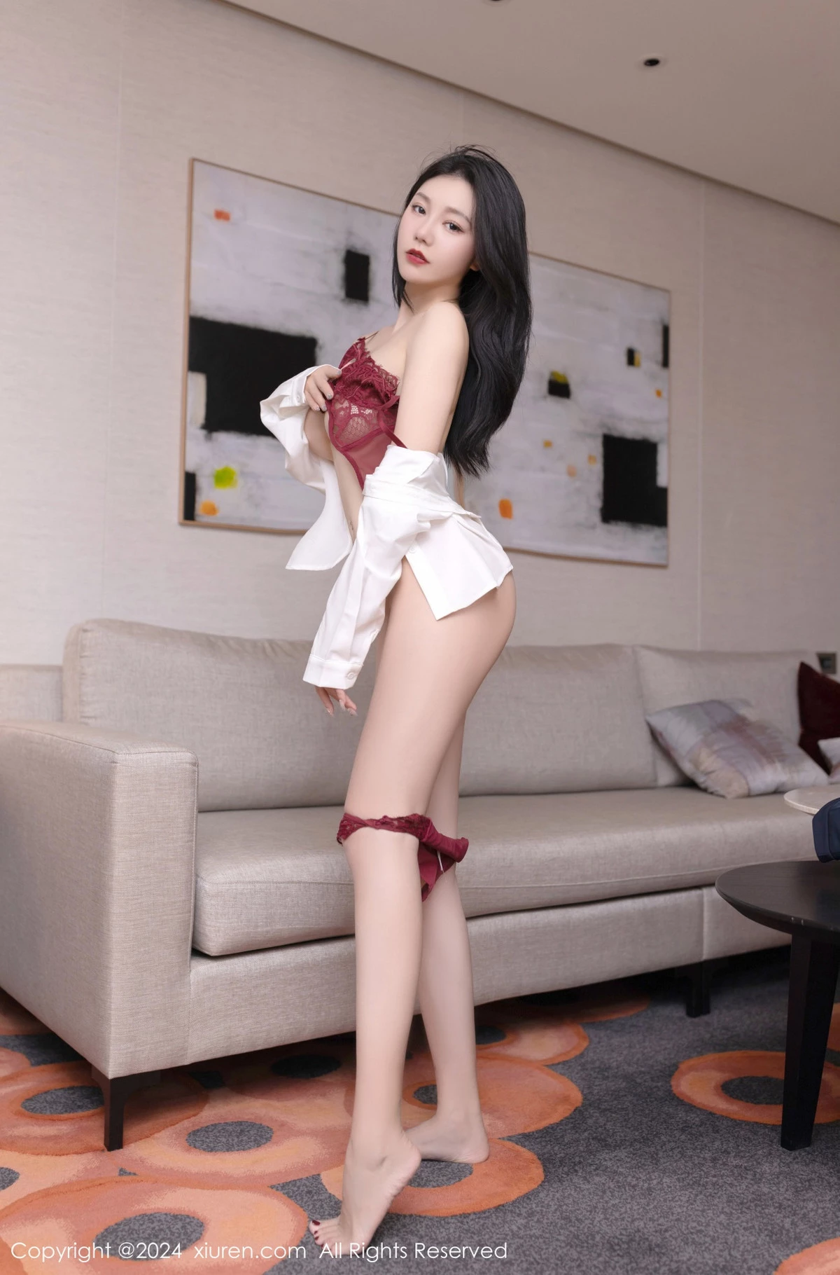 [[XiuRen秀人网]秀人网]No.7968_模特安然anran性感空姐制服露红色蕾丝内衣秀柔美身姿诱惑写真79P