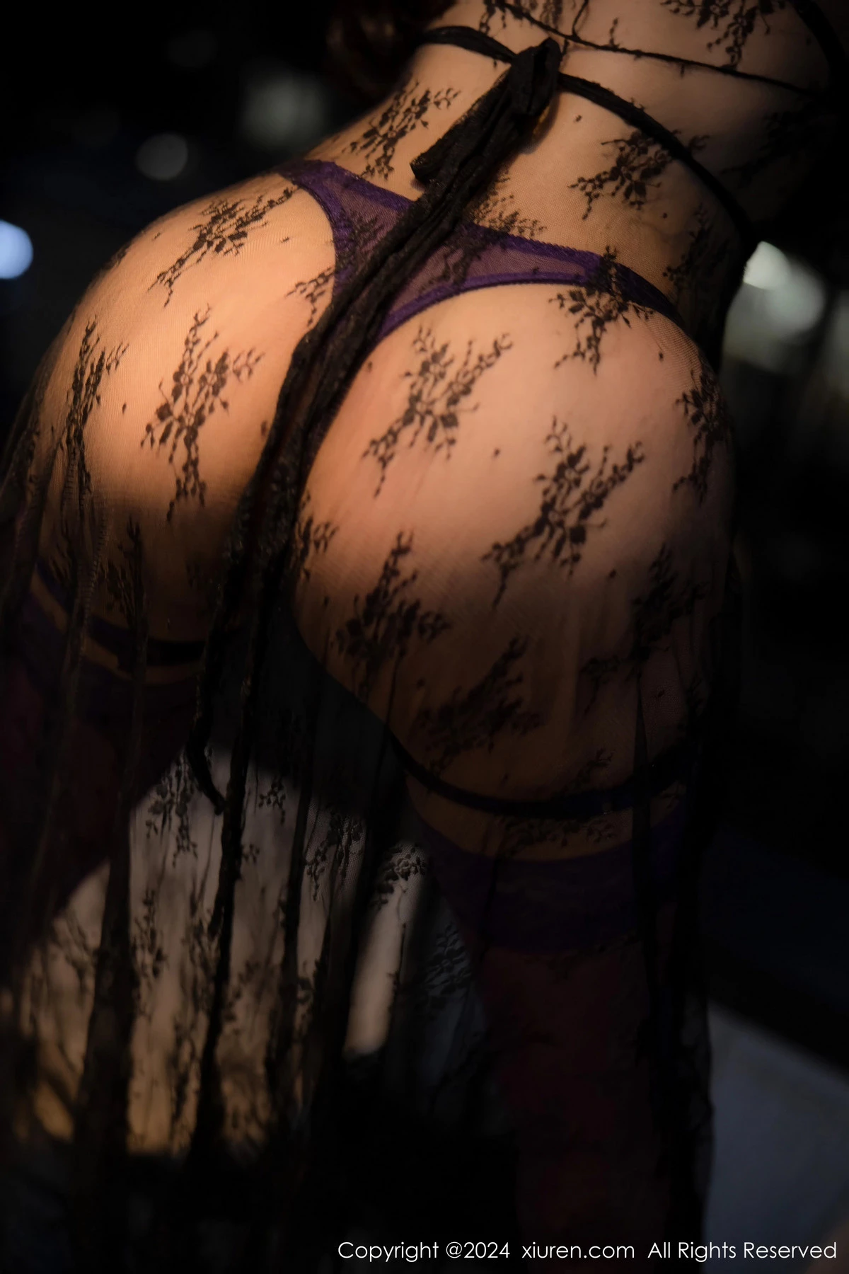 [[XiuRen秀人网]秀人网]No.8046_新人模特李若汐黑色薄纱长裙露紫色情趣内衣秀惹火身段诱惑写真94P