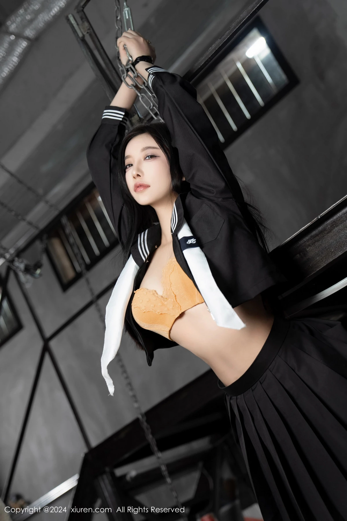 [[XiuRen秀人网]秀人网]No.8080_女神杨晨晨Yome性感黑色制服露黄色内衣秀丰腴身材完美诱惑写真90P