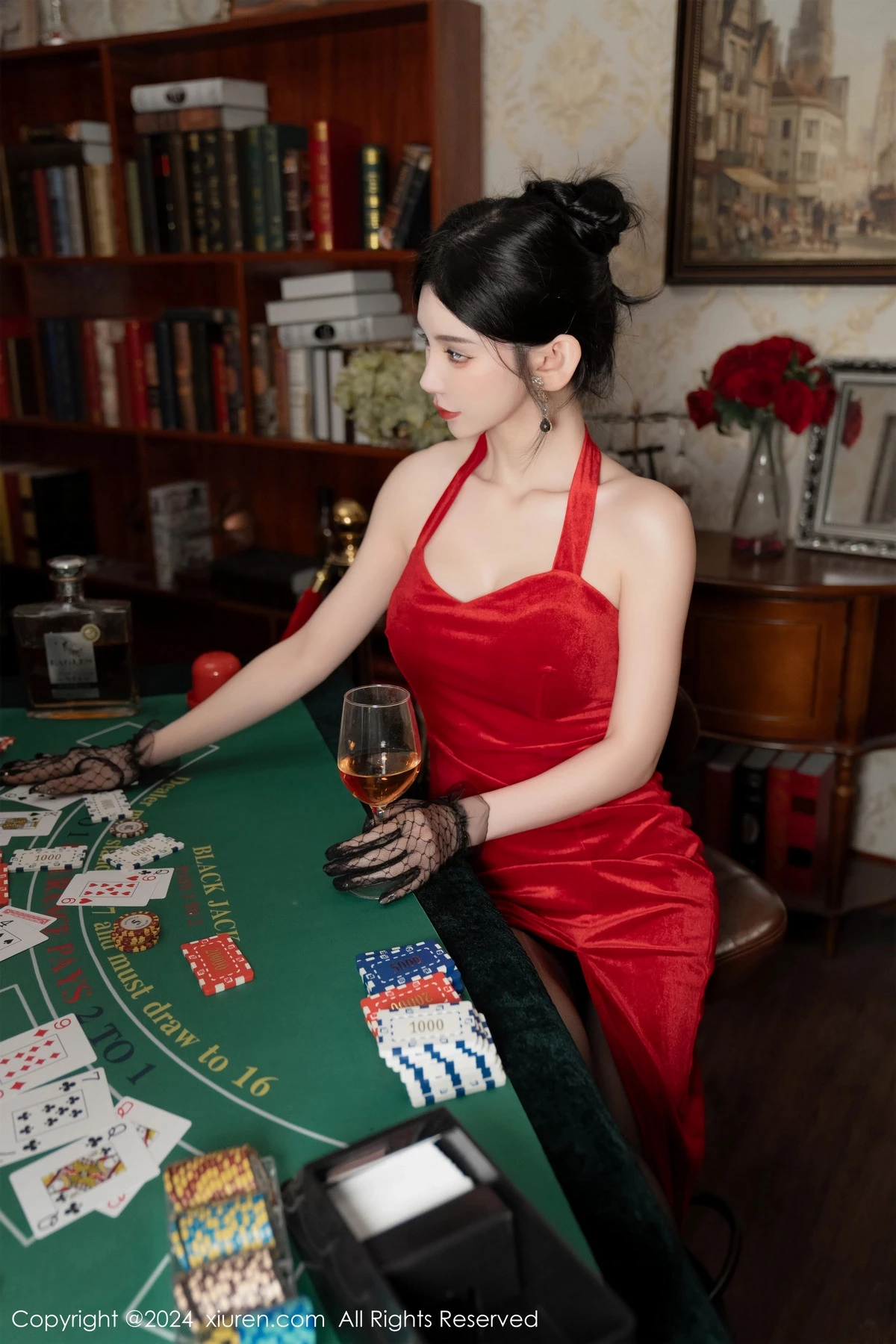 [[XiuRen秀人网]秀人网]No.8097_女神周于希Sally荷官角色扮演红色露肩服饰配无内黑丝诱惑写真106P