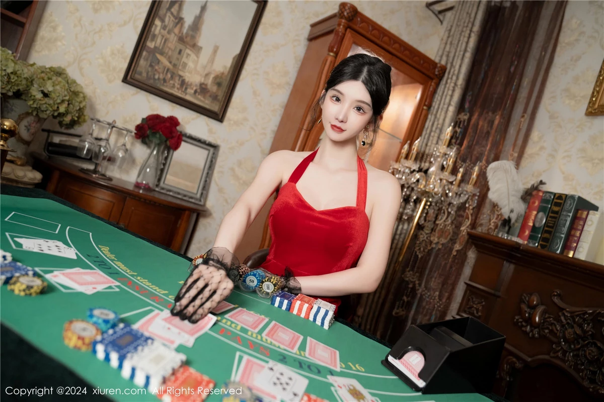 [[XiuRen秀人网]秀人网]No.8097_女神周于希Sally荷官角色扮演红色露肩服饰配无内黑丝诱惑写真106P