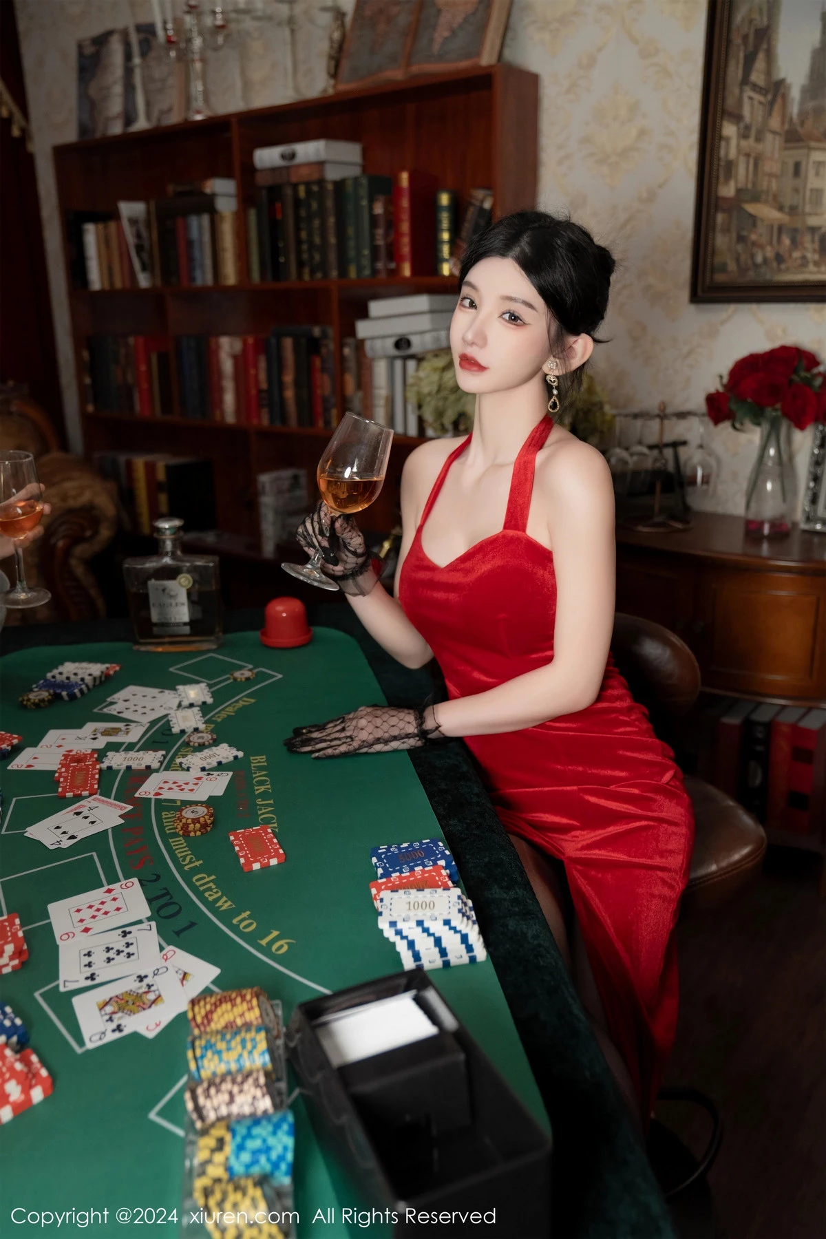 [[XiuRen秀人网]秀人网]No.8097_女神周于希Sally荷官角色扮演红色露肩服饰配无内黑丝诱惑写真106P