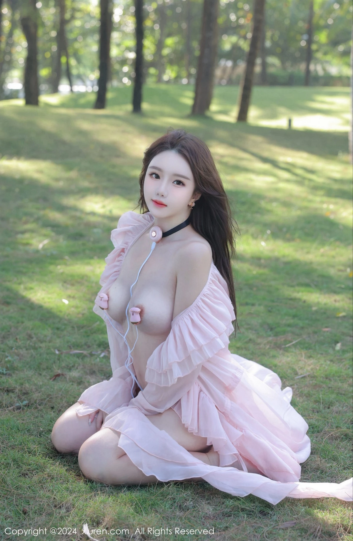[[XiuRen秀人网]秀人网]No.8007_模特小薯条nienie户外性感粉色薄纱长裙半脱秀惹火身材诱惑写真59P